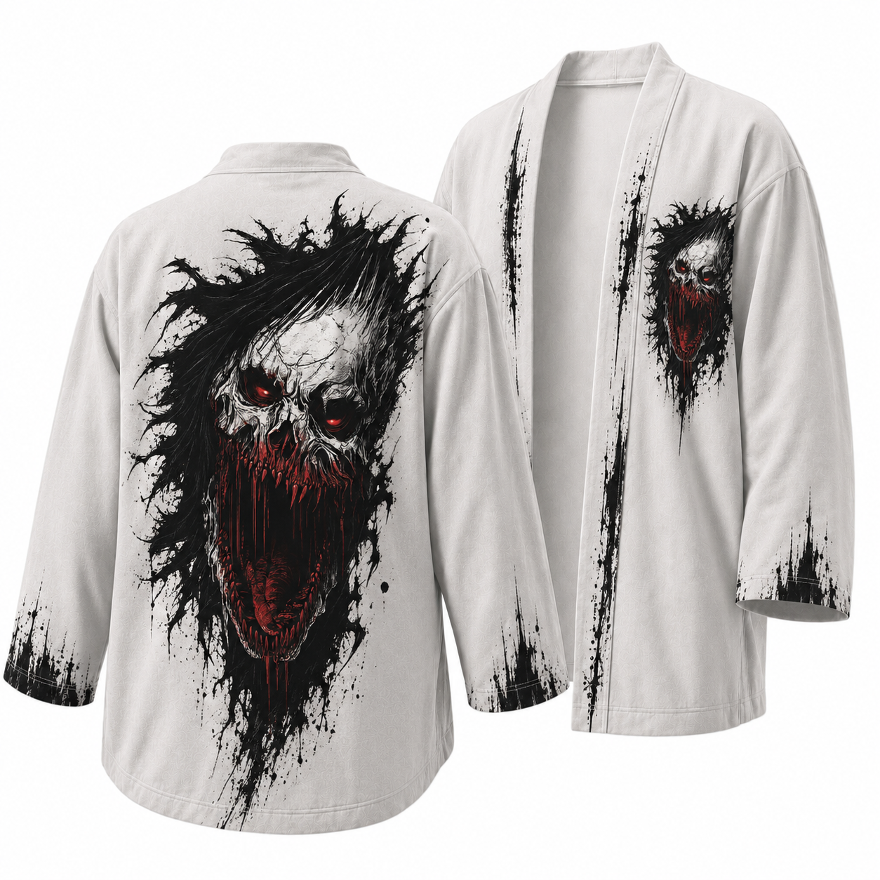 Japanese Dark TX Skull Kimono Jacket