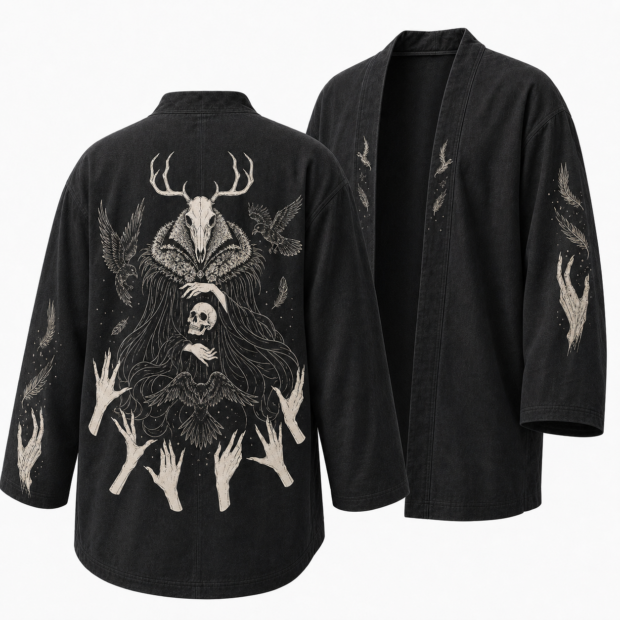 Japanese Dark Red Kitsune Kimono Jacket