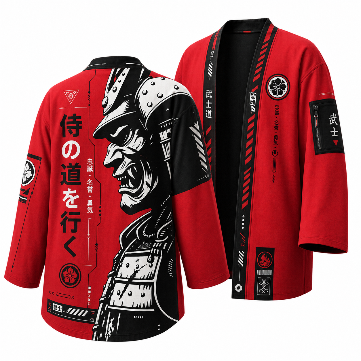Japanese Techwear Red Samurai Kimono Jacket