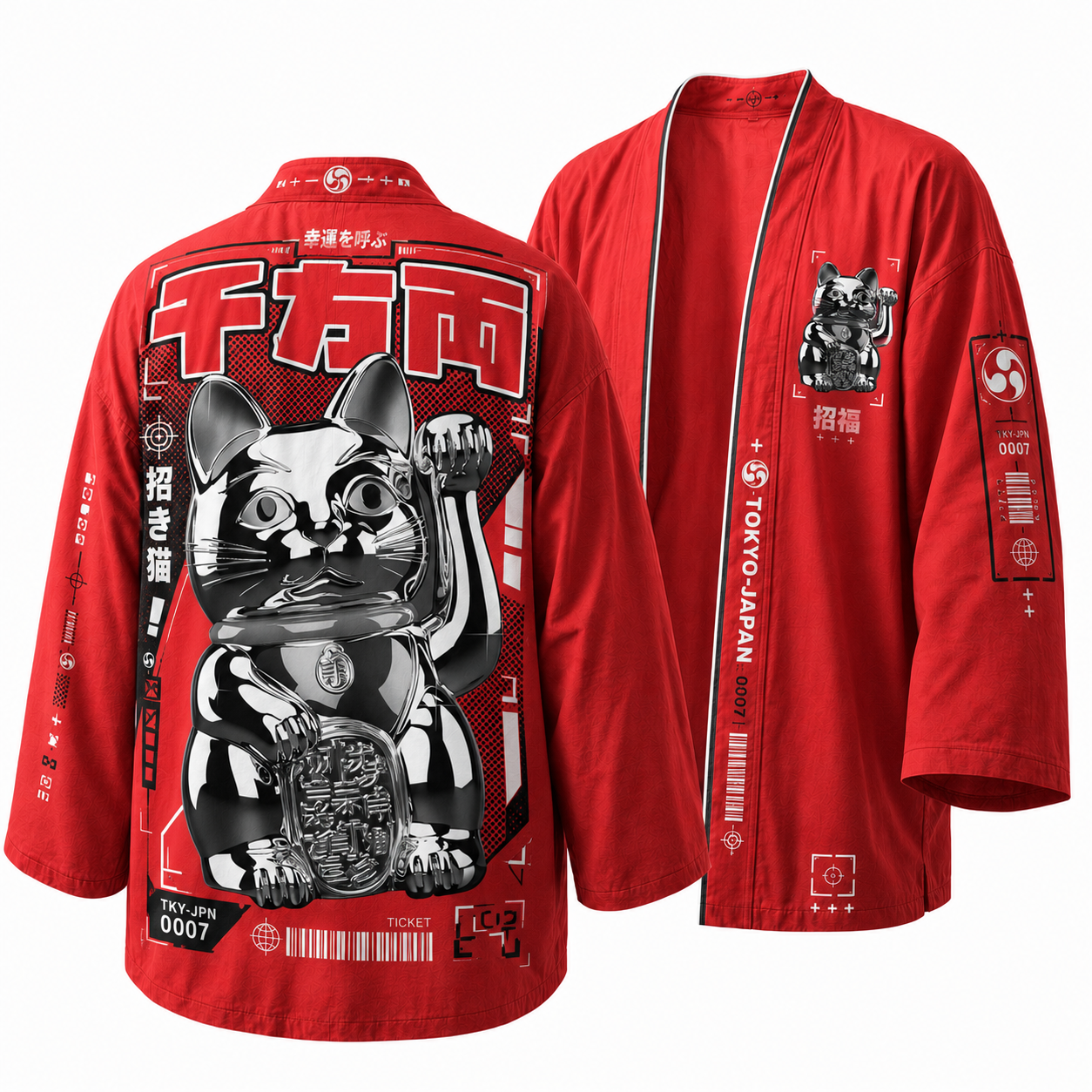 Japanese Techwear Lucky Neko Kimono Jacket