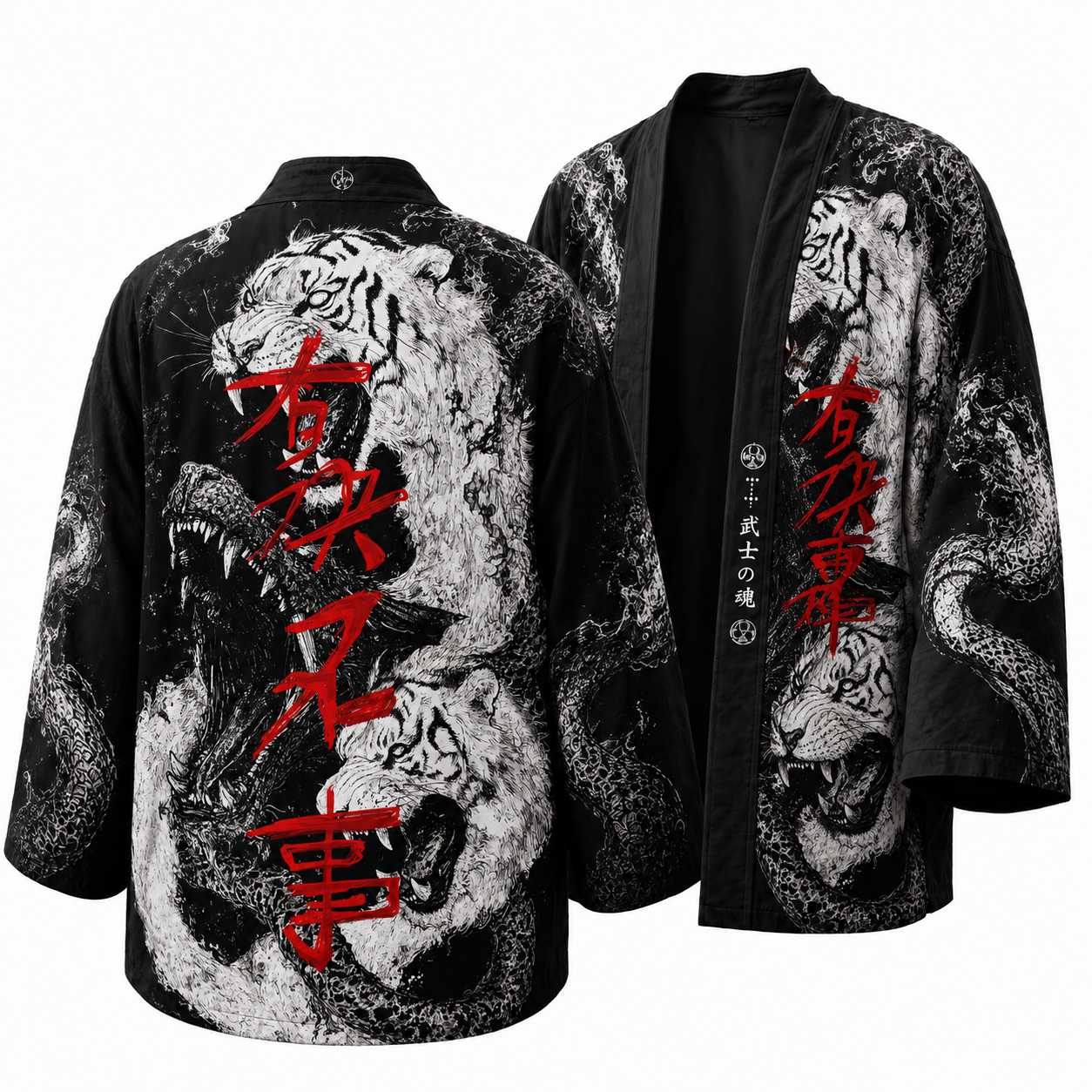 Japanese Techwear Black Dragon Kimono Jacket
