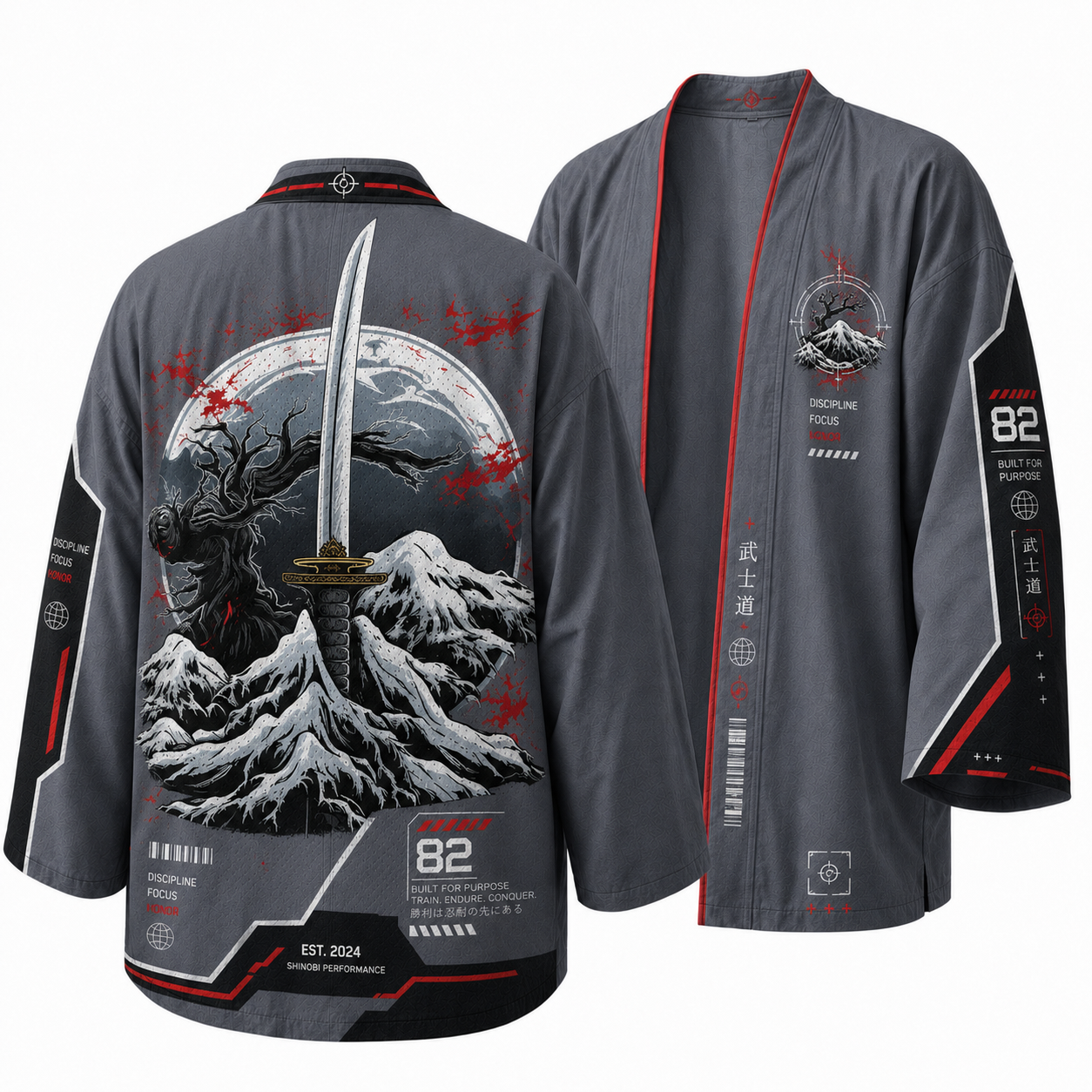 Japanese Utility Gold Wave Kimono Jacket