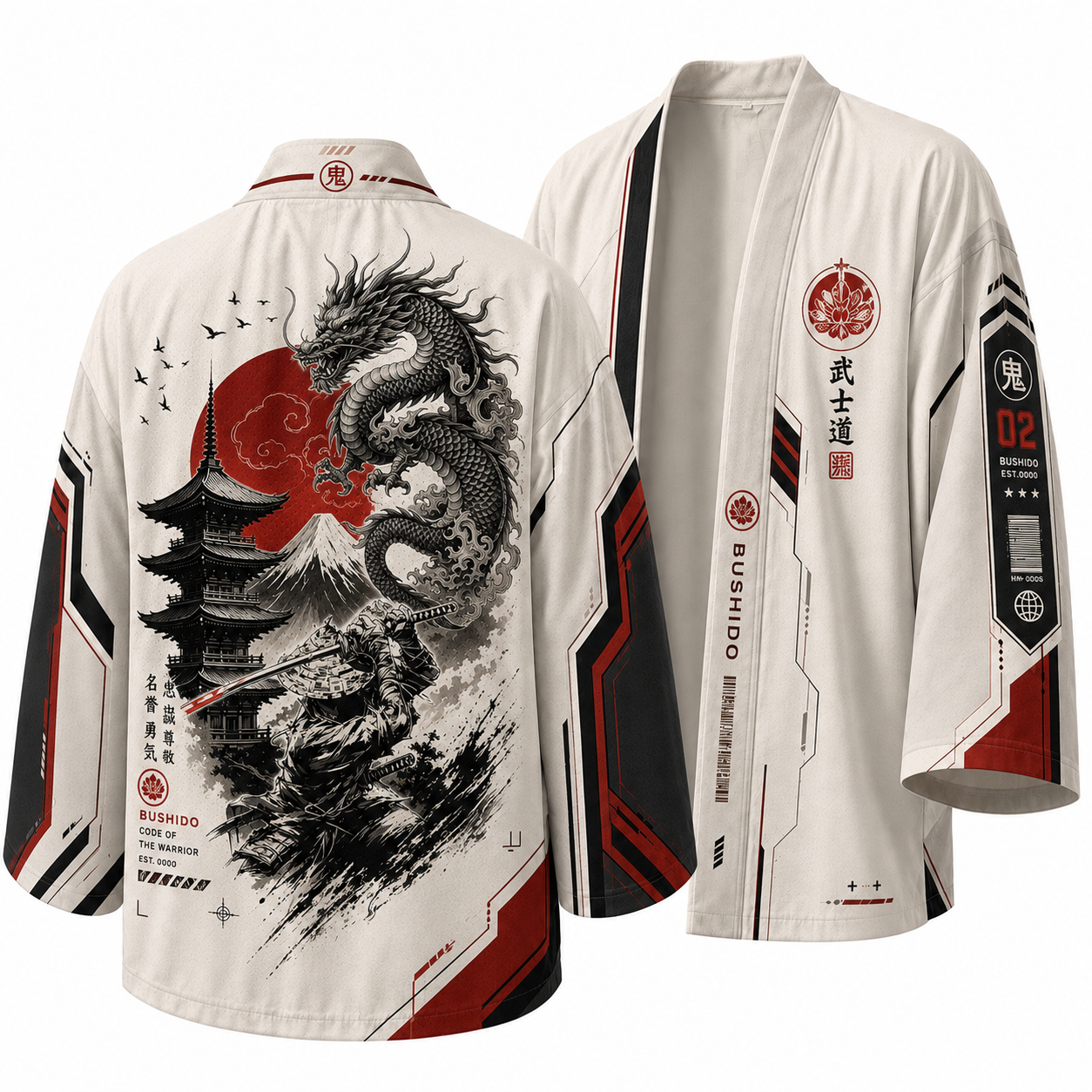 Japanese Utility Red Wolf Kimono Jacket