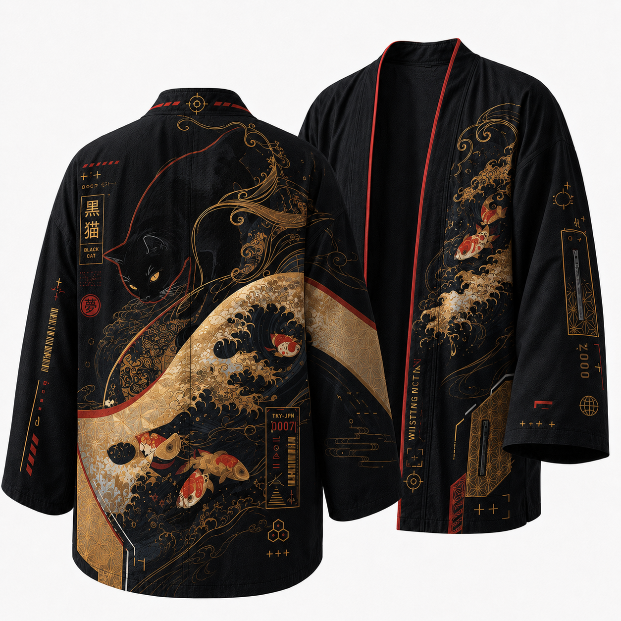 Japanese Utility Tiger Bloom Kimono Jacket