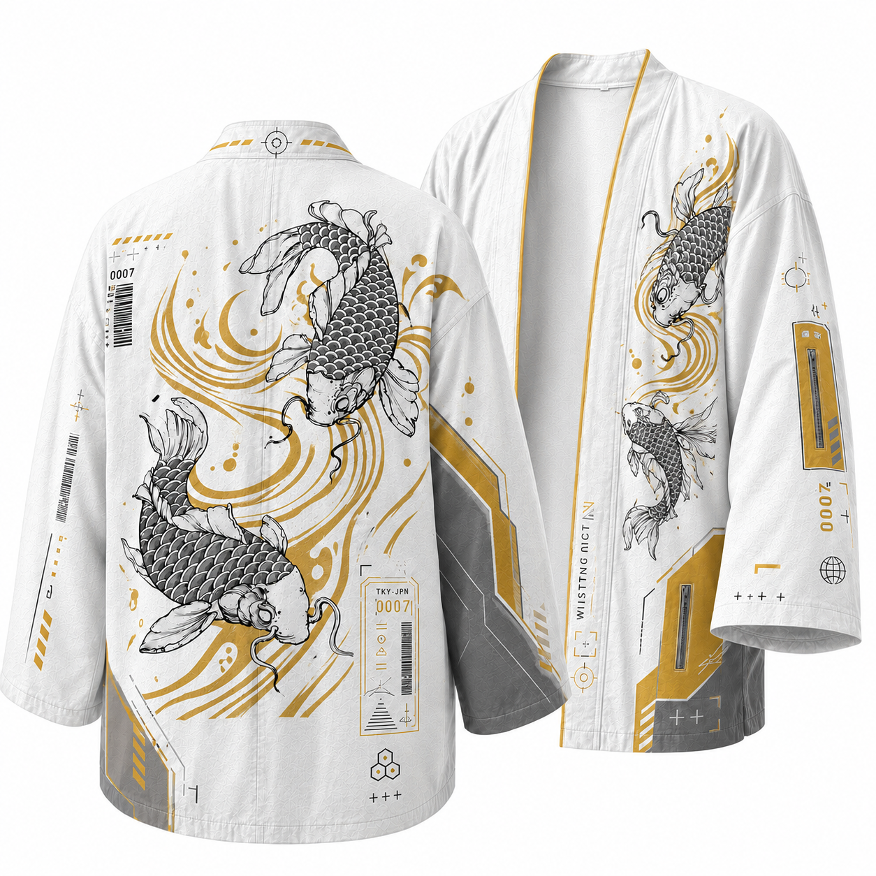 Japanese Utility Shadow Cat Kimono Jacket