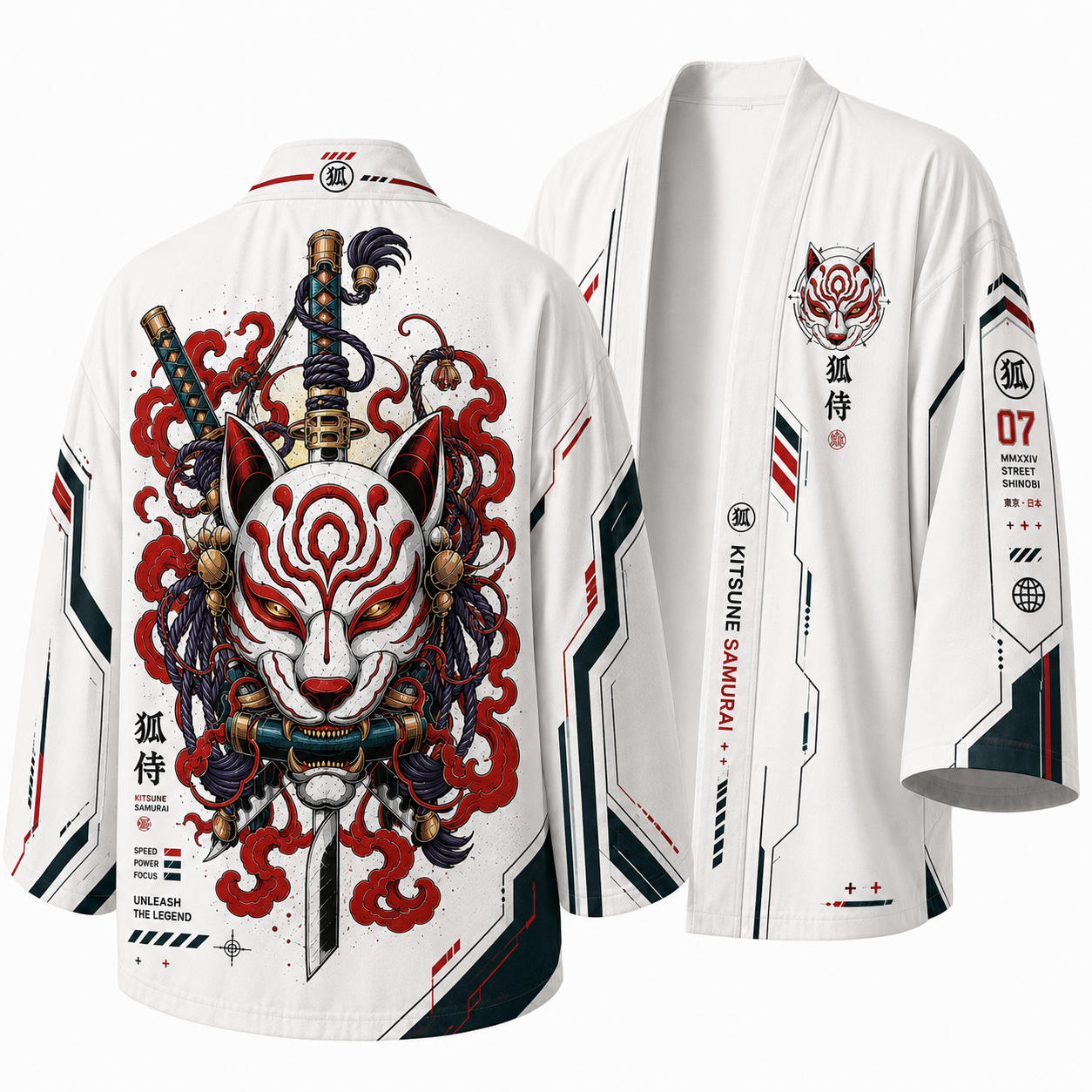 Japanese Utility Maneki Neko Kimono Jacket