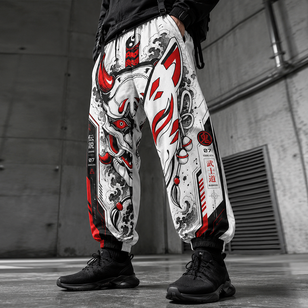 Japanese Fox Mask Techwera pants