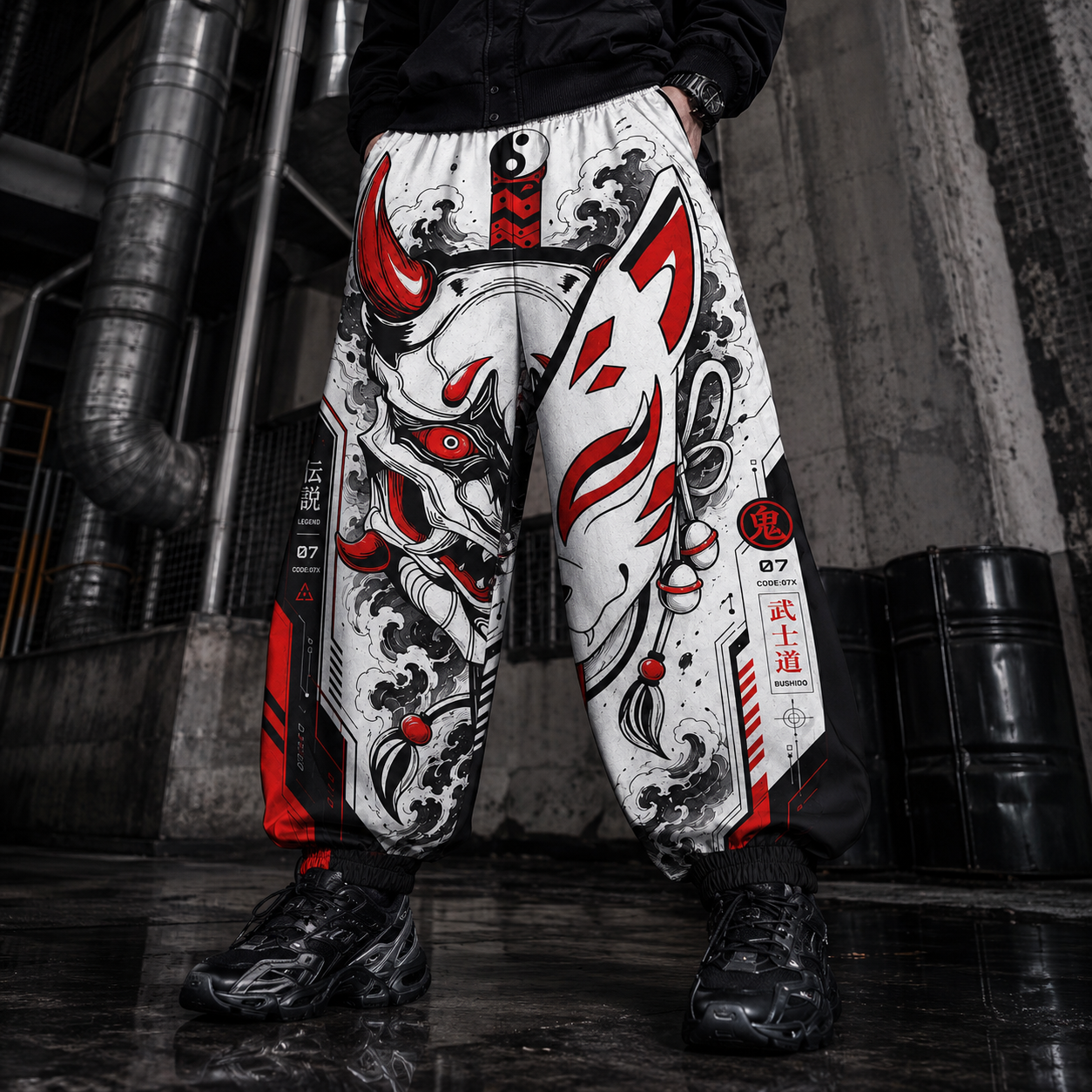 Japanese Fox Mask Techwera pants