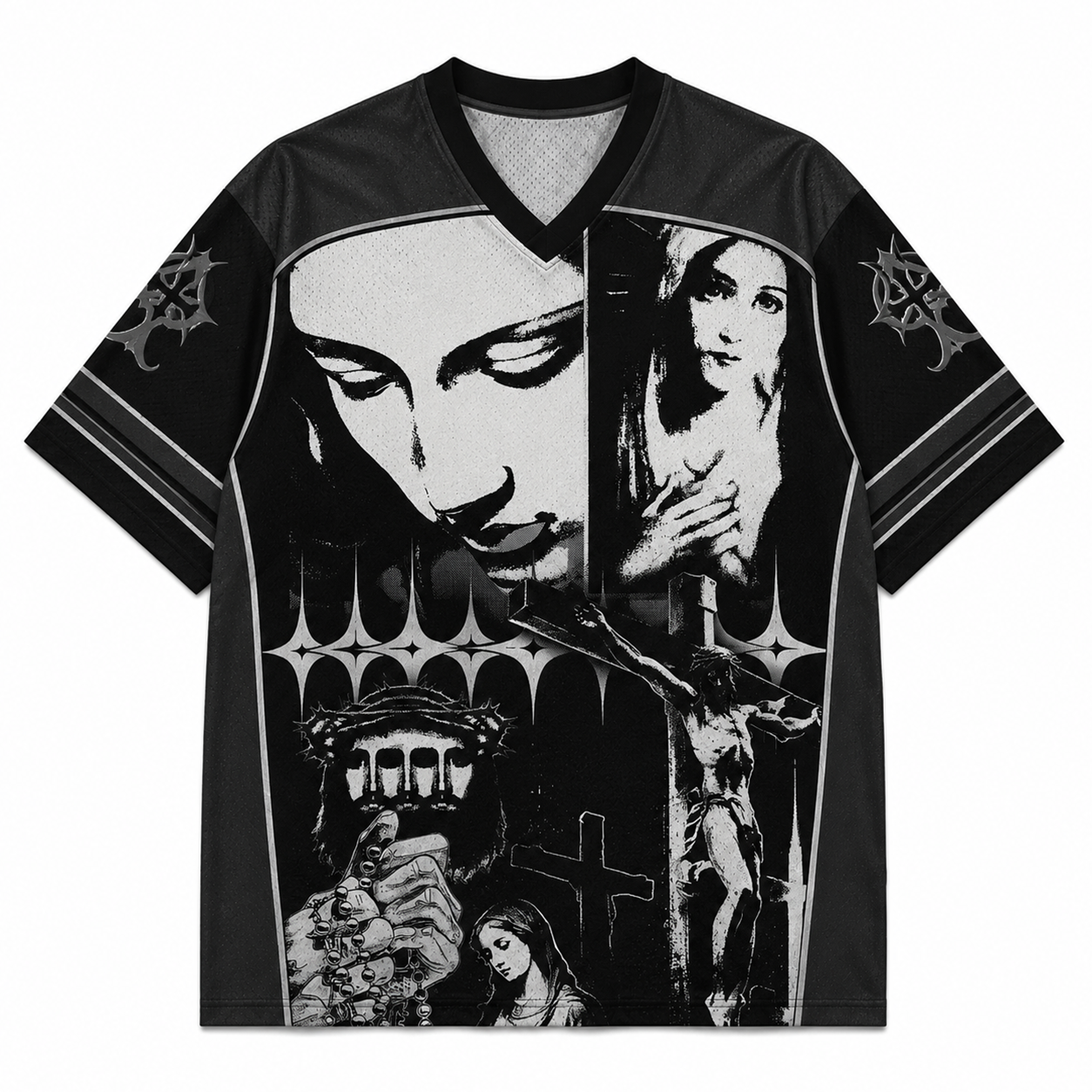 Monochrome Prayer Mesh Jersey