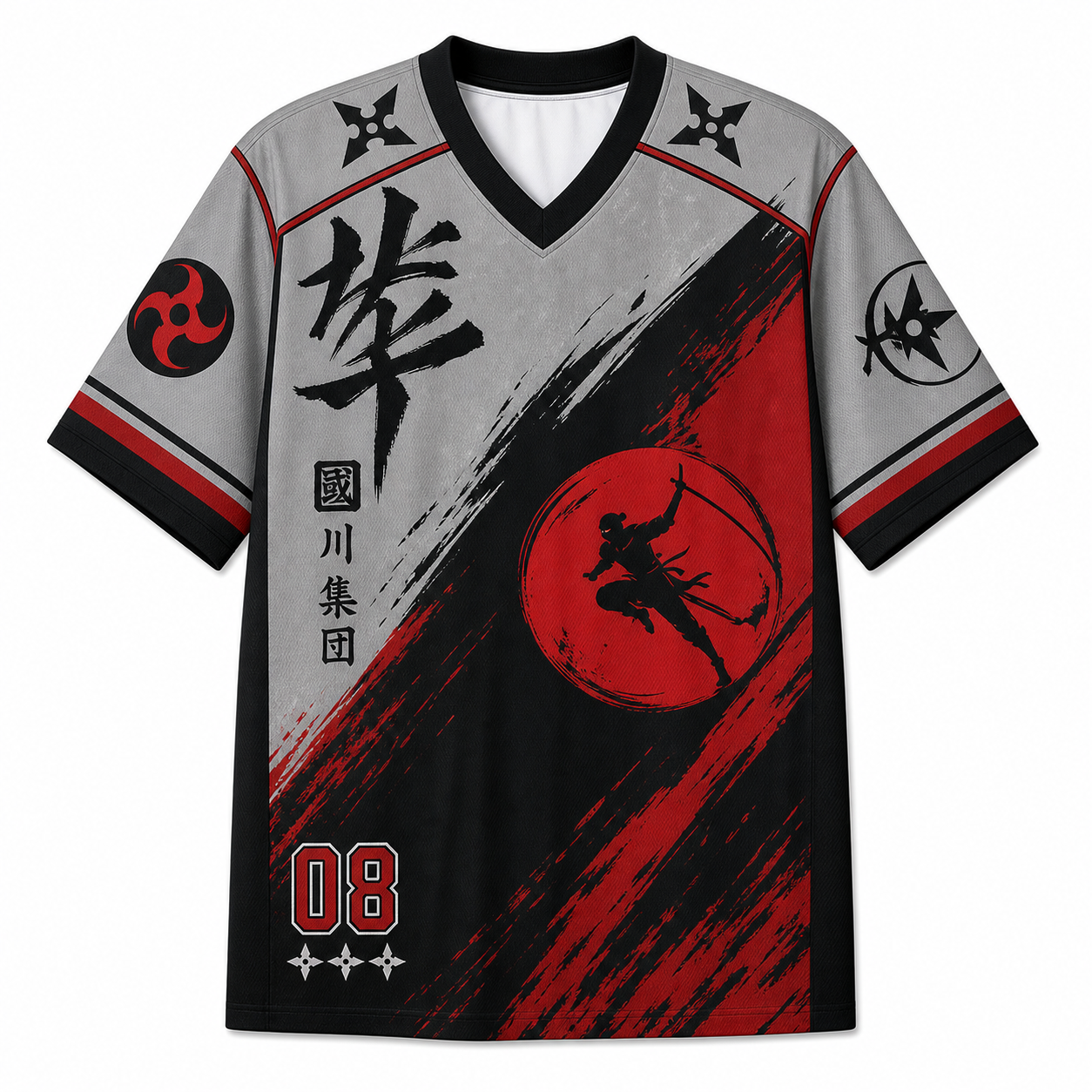 Red Calligraphy Mesh Jersey