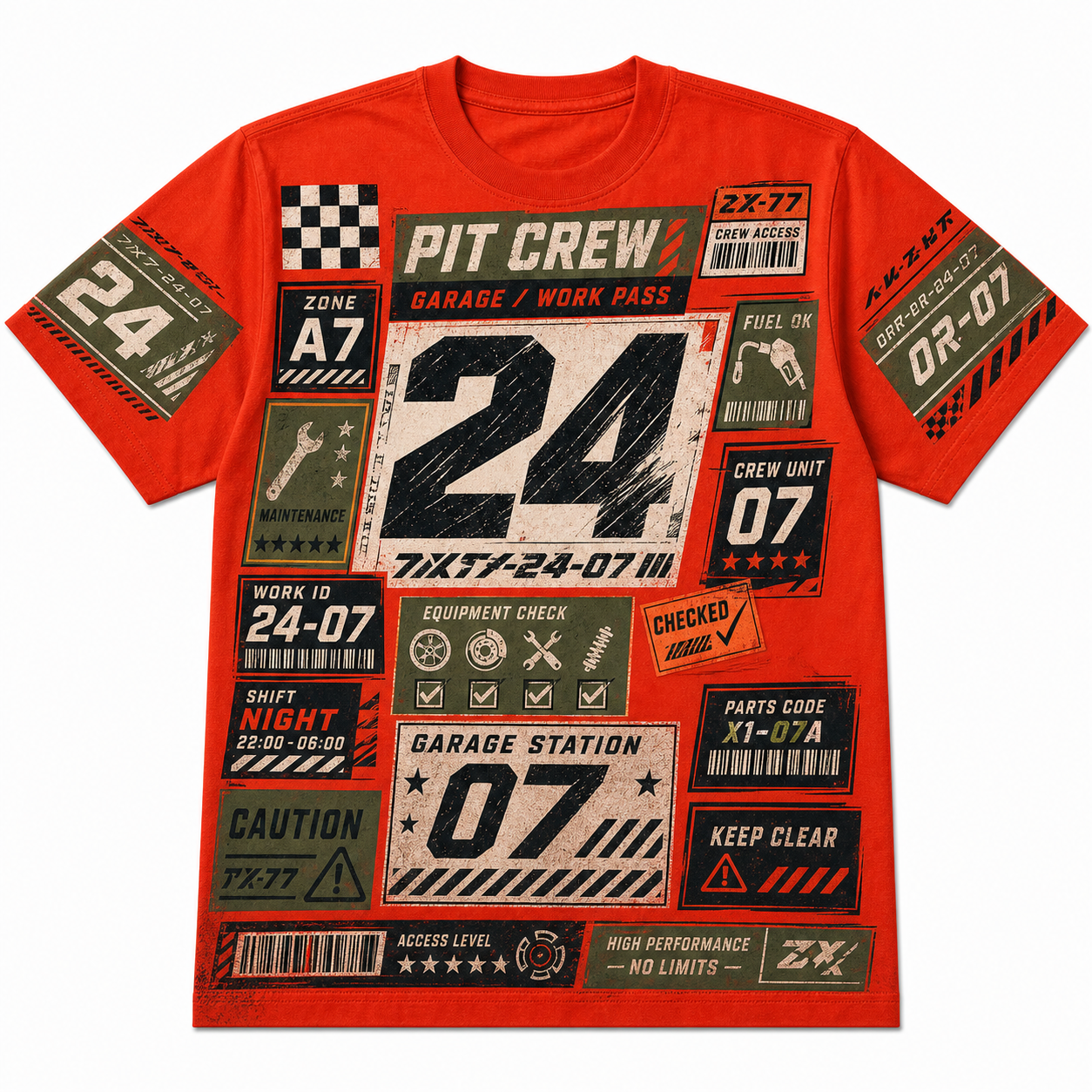 Orange Pit Crew 24 Cotton T-Shirt