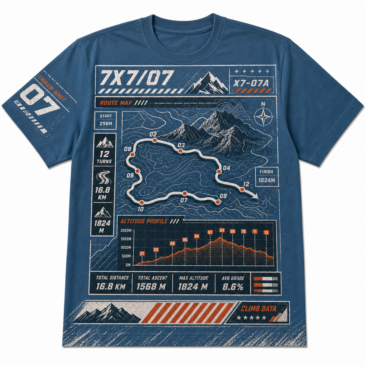 Blue Lap Map Cotton T-Shirt