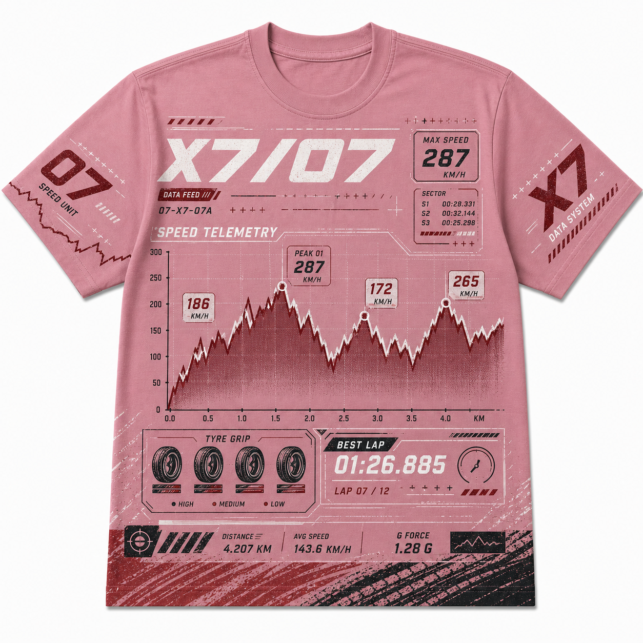 Pink Race Chart Cotton T-Shirt