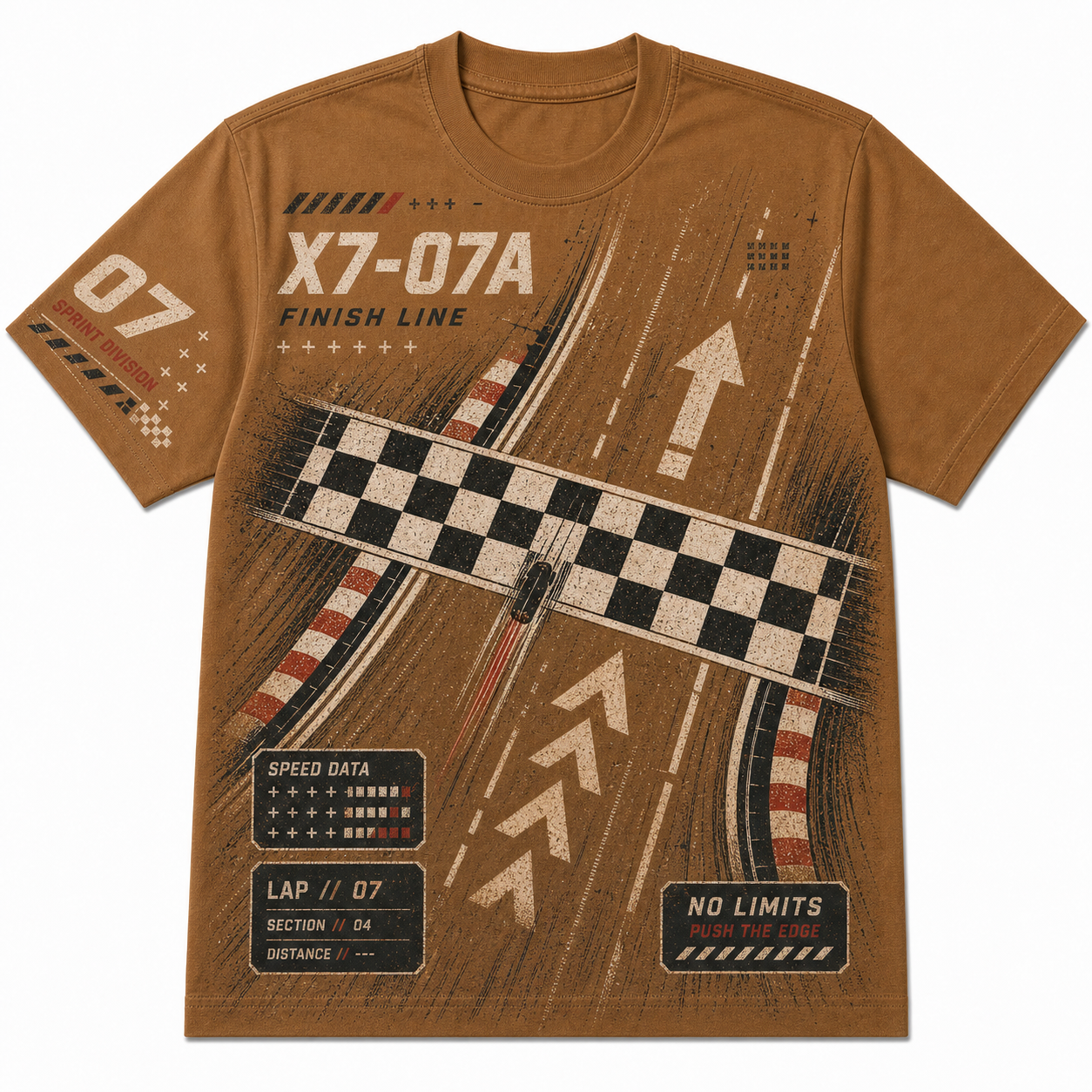 Brown Circuit Flag Cotton T-Shirt