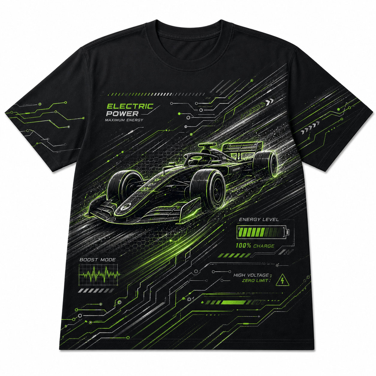 Green Circuit Racer Cotton T-Shirt
