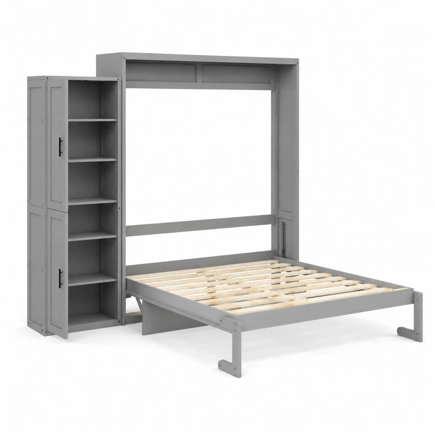 Metall Klappbett mit Regal Grau 200x140 cm-veltrionax