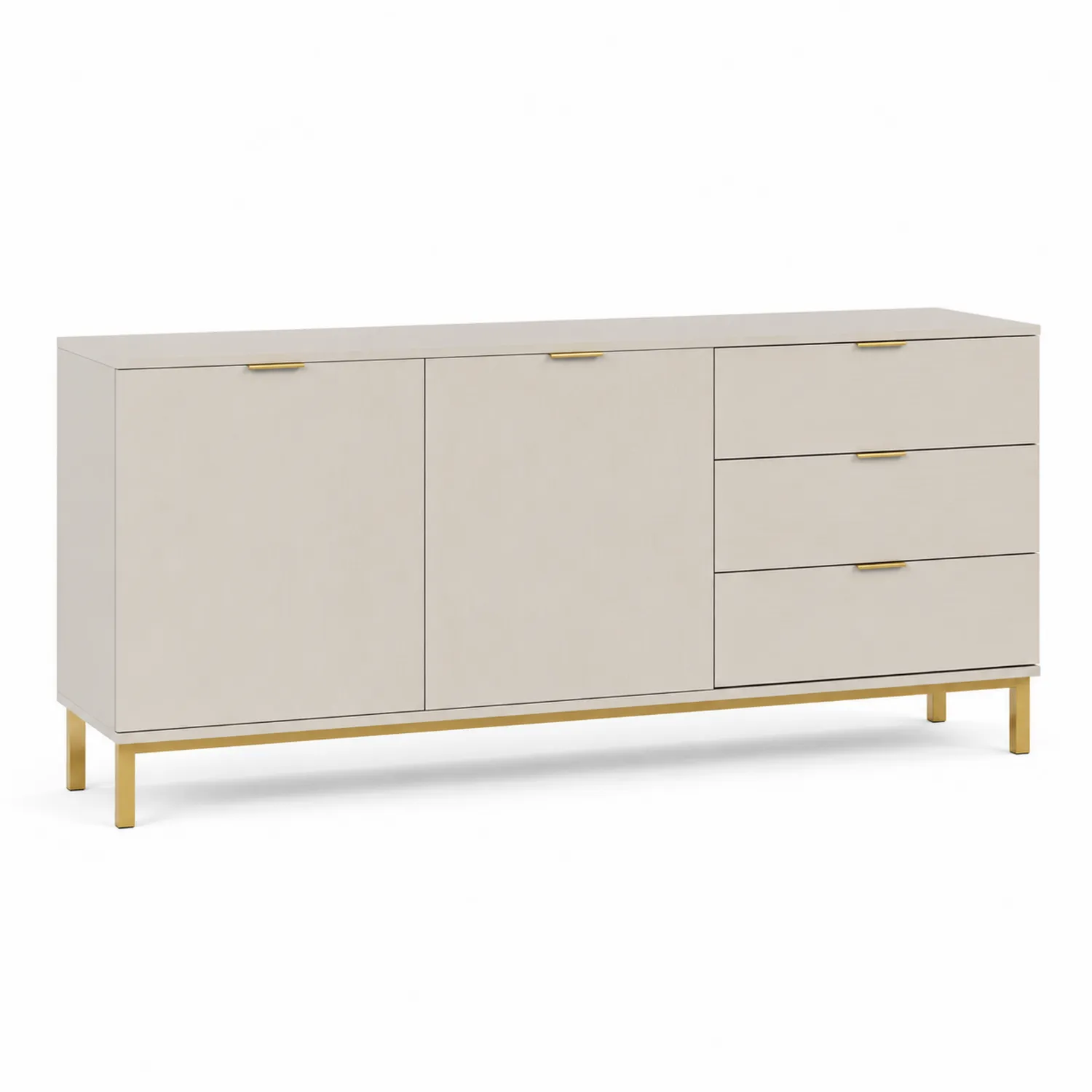 Sideboard MDF Metall Beige Gold 160x40x85 cm-veltrionax