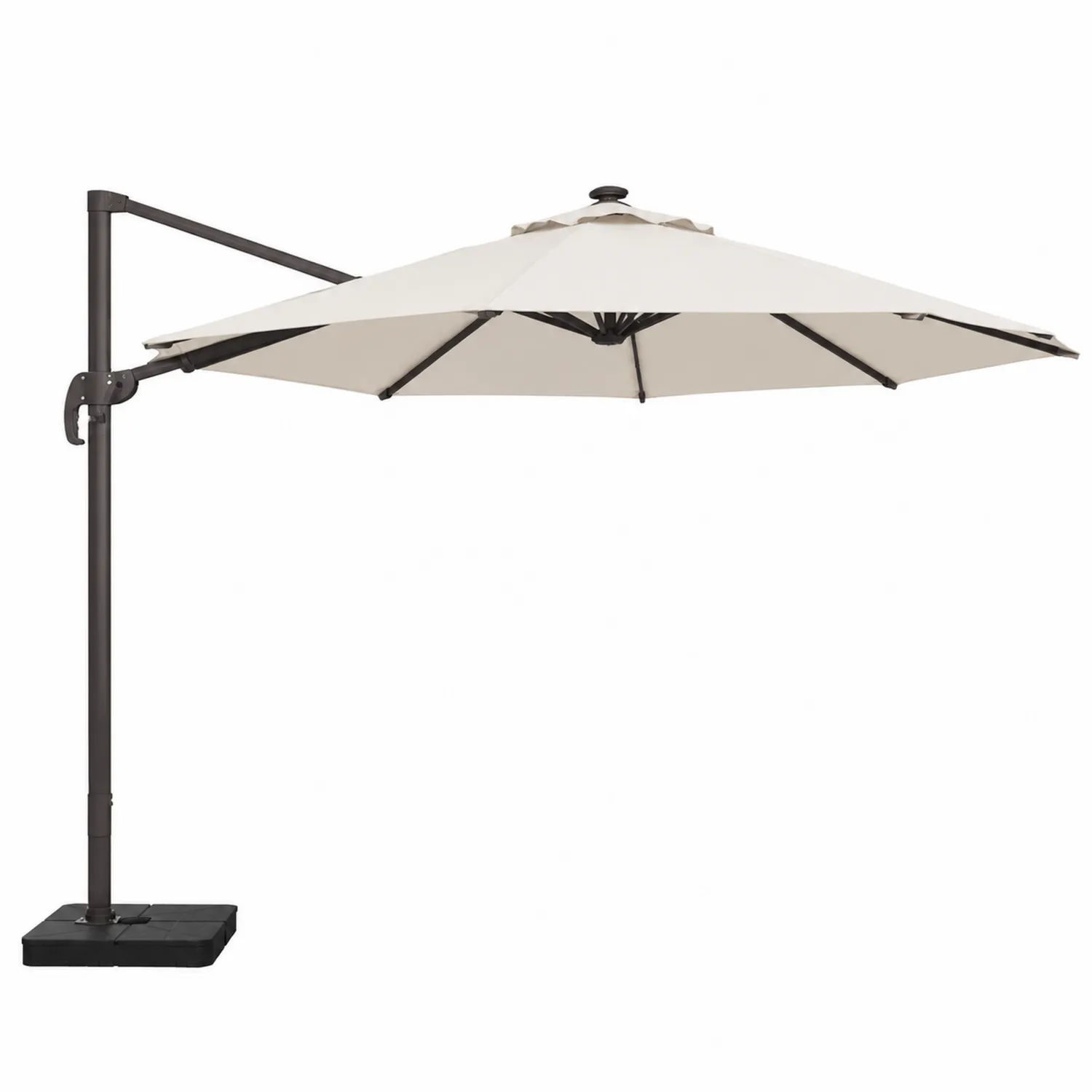Freistehender Ampelschirm rund 300 cm Aluminium Polyester Beige-veltrionax