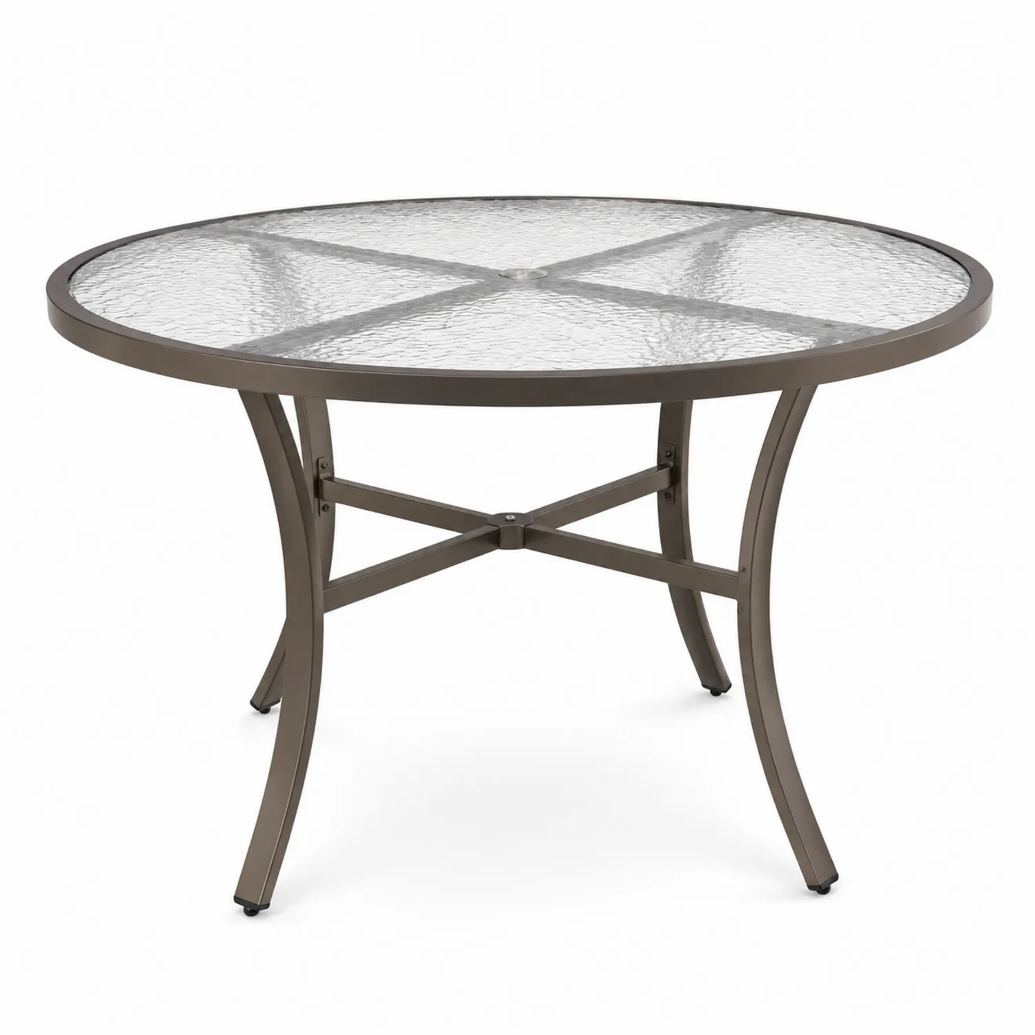 Runder Tisch mit gehärtetem Glas und Metallrahmen, 120 cm-veltrionax