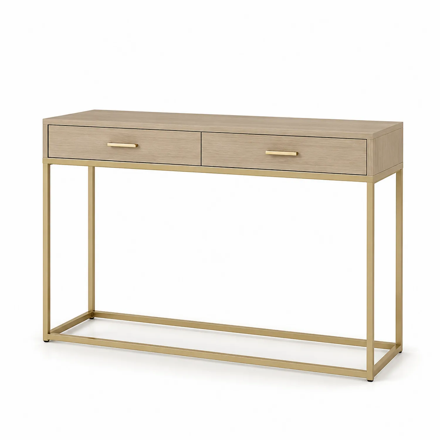 Konsolentisch aus Eichenholz mit Metallgestell, 120x40x75 cm, Gold-veltrionax