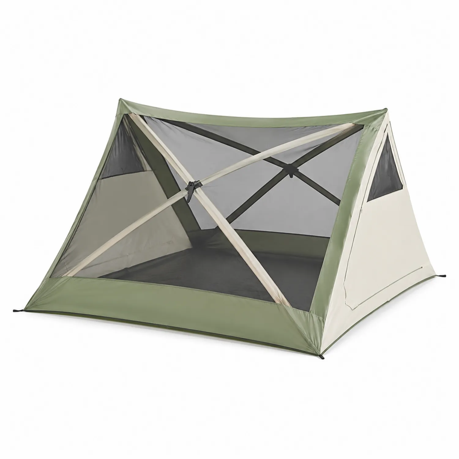 Polyester Campingzelt mit Aluminiumrahmen in Grün und Beige-veltrionax