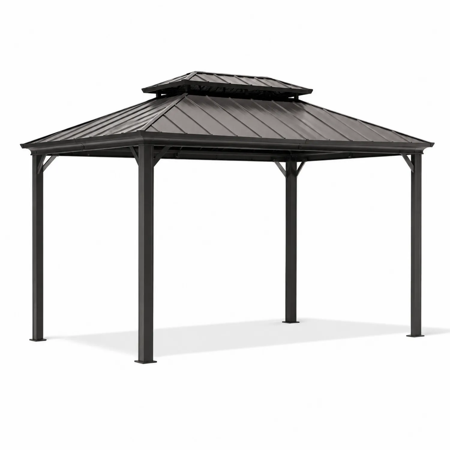 Rechteckiger Gartenpavillon aus Aluminium und Stahl 300x400 cm Grau-veltrionax