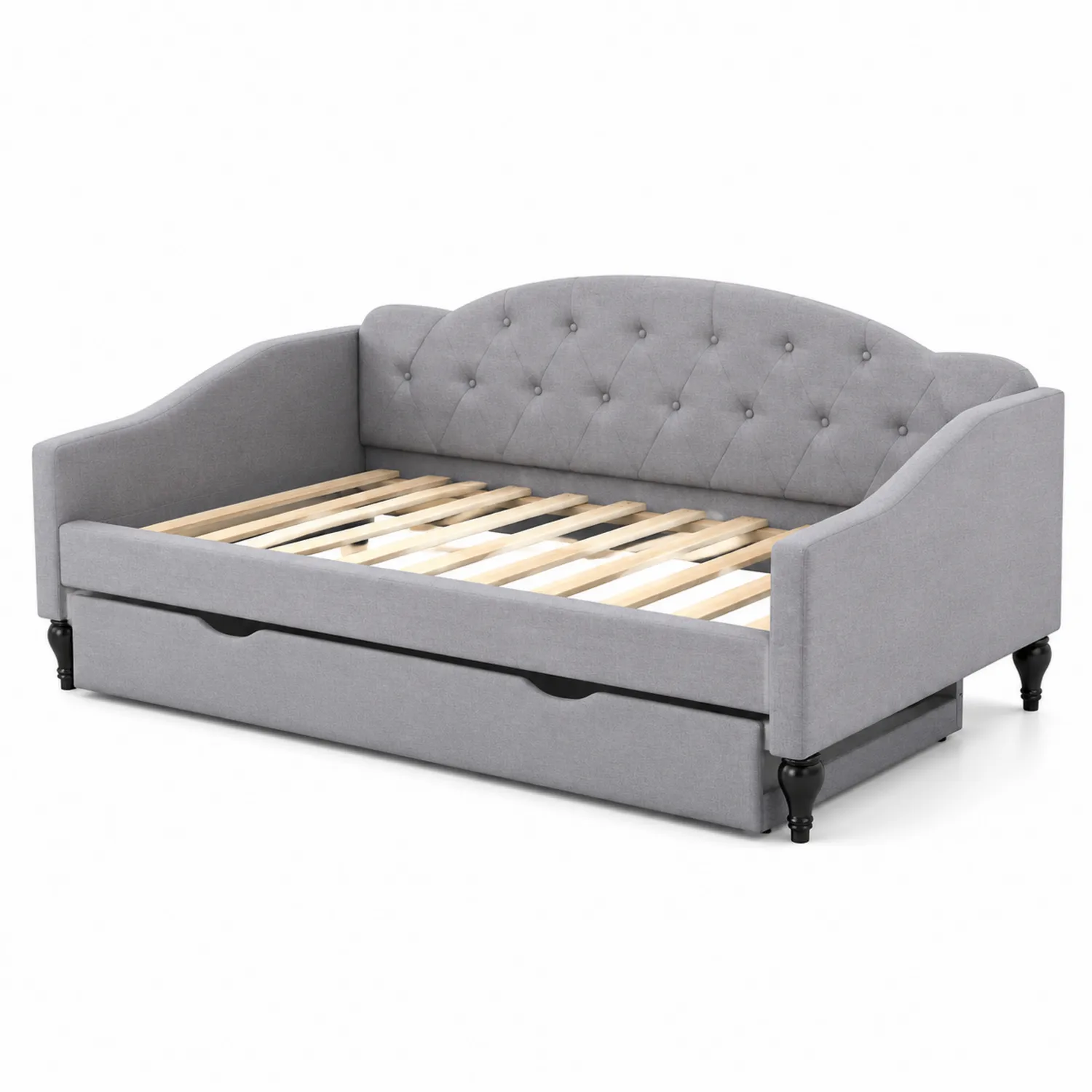 Tagesbett Sofa mit Ausziehbett 90x200 cm Polyester Grau-veltrionax
