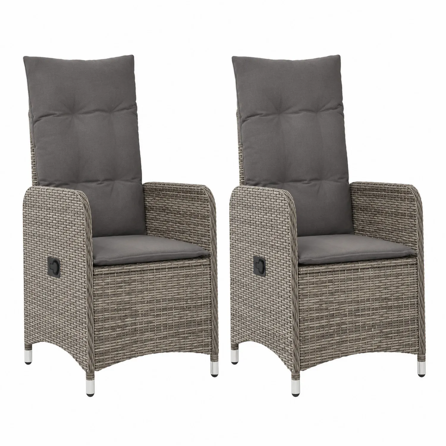 2er Set Verstellbare Gartenstühle Rattan Grau-veltrionax