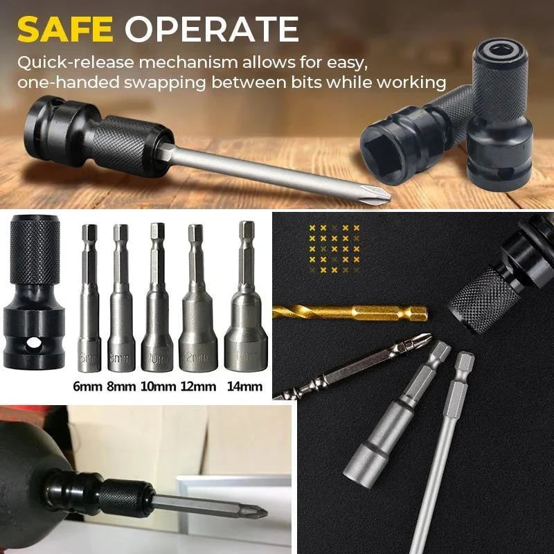 🔧 BUY 1 GET 1 FREE 💥 1/4" Hex Shank Socket Converter – 1/2" to 1/4", Quick Release ⚙️