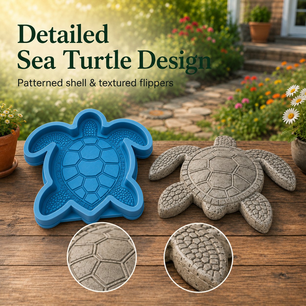 🌊 Reusable Ocean Theme Garden Art Mold – Make Your Garden Truly One of a Kind