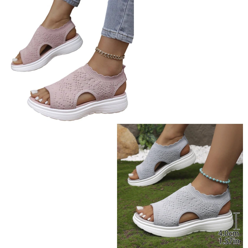 ⏳Time-Limited Special Price: ￡23.99!!🎁Women’s Knit Platform Sandals – Lightweight, Breathable & Arch-Supported 🏝️☁️  Cushioned Memory Foam Footbed • Non-Slip Sole • All-Day Comfort for Summer Walks, Holidays & City Days 🎁🇬🇧
