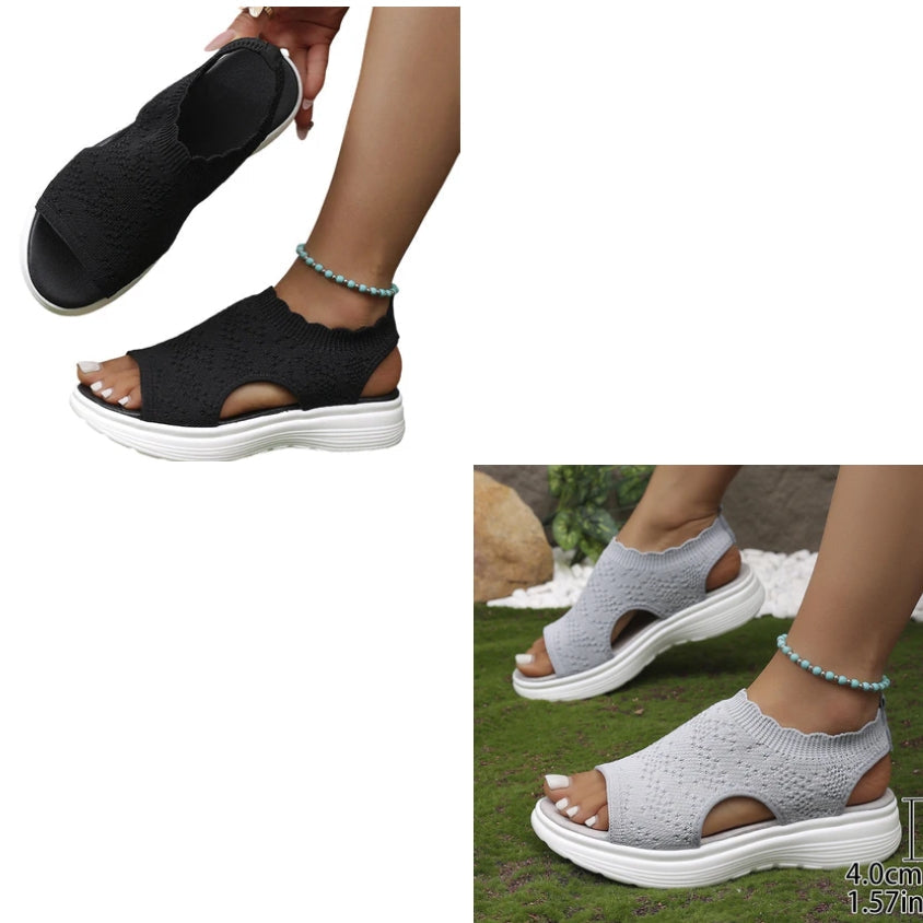 ⏳Time-Limited Special Price: ￡23.99!!🎁Women’s Knit Platform Sandals – Lightweight, Breathable & Arch-Supported 🏝️☁️  Cushioned Memory Foam Footbed • Non-Slip Sole • All-Day Comfort for Summer Walks, Holidays & City Days 🎁🇬🇧