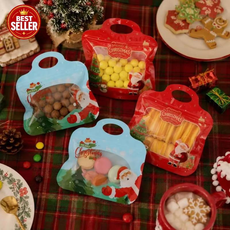 🎅LAST DAY SALE 49% OFF!!🎁Easy Fill, Easy Seal🎄 Festive Self-Seal Treat Bags – Santa & Snowman Print | Resealable, Food-Safe & Perfect for Cookies, Chocolates & Little Gifts⛄