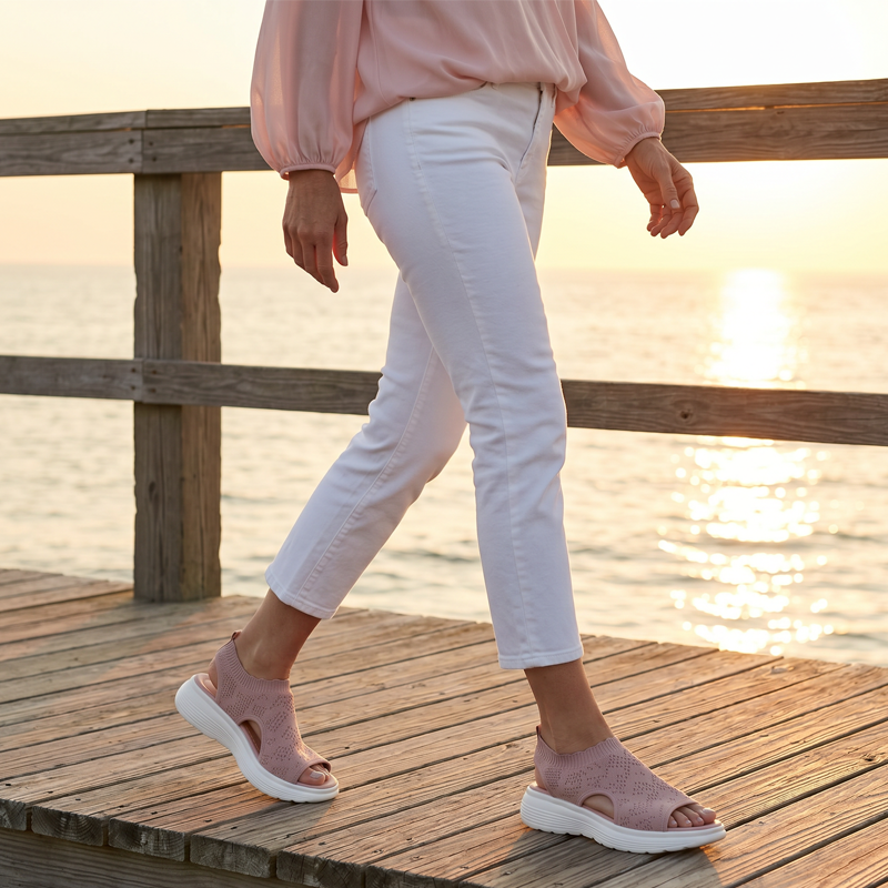 ⏳Time-Limited Special Price: ￡23.99!!🎁Women’s Knit Platform Sandals – Lightweight, Breathable & Arch-Supported 🏝️☁️  Cushioned Memory Foam Footbed • Non-Slip Sole • All-Day Comfort for Summer Walks, Holidays & City Days 🎁🇬🇧