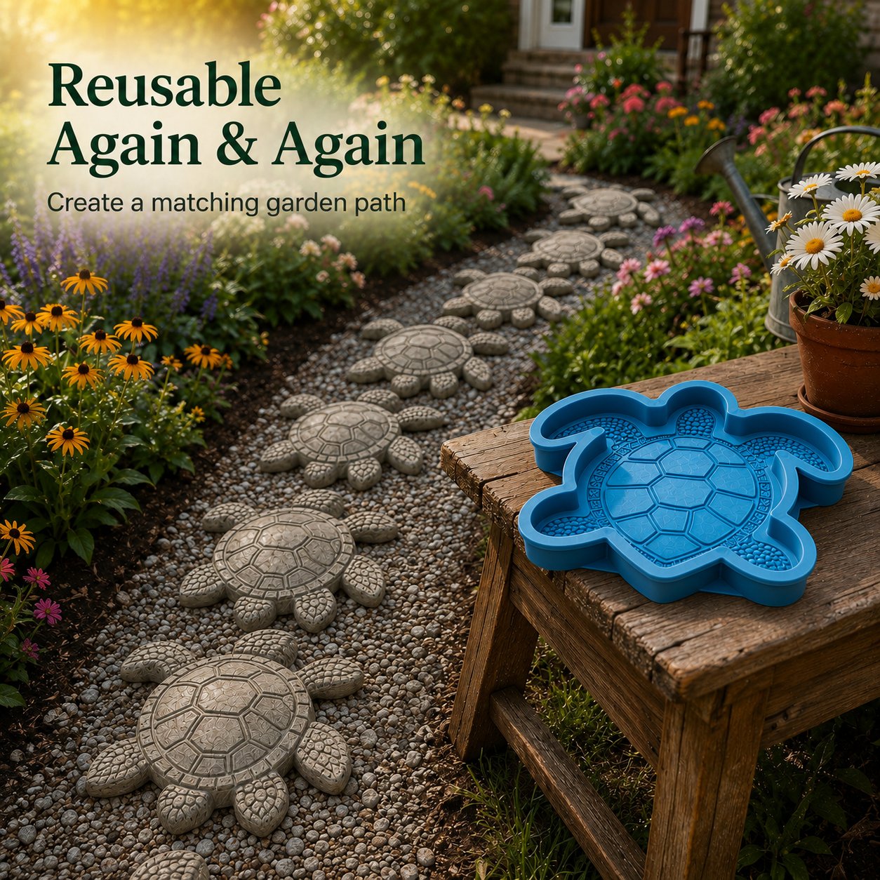 🌊 Reusable Ocean Theme Garden Art Mold – Make Your Garden Truly One of a Kind