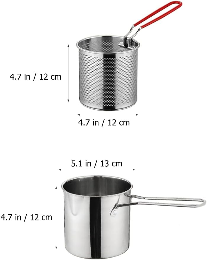 1 Set Stainless Steel Fryer Deep Fryer Basket Fish Frying Pan Fish Fryer Pot Fryer Pot and Basket Turkey Fryer Deep Frying Japanese Splitter 304 Stainless Steel Outdoor