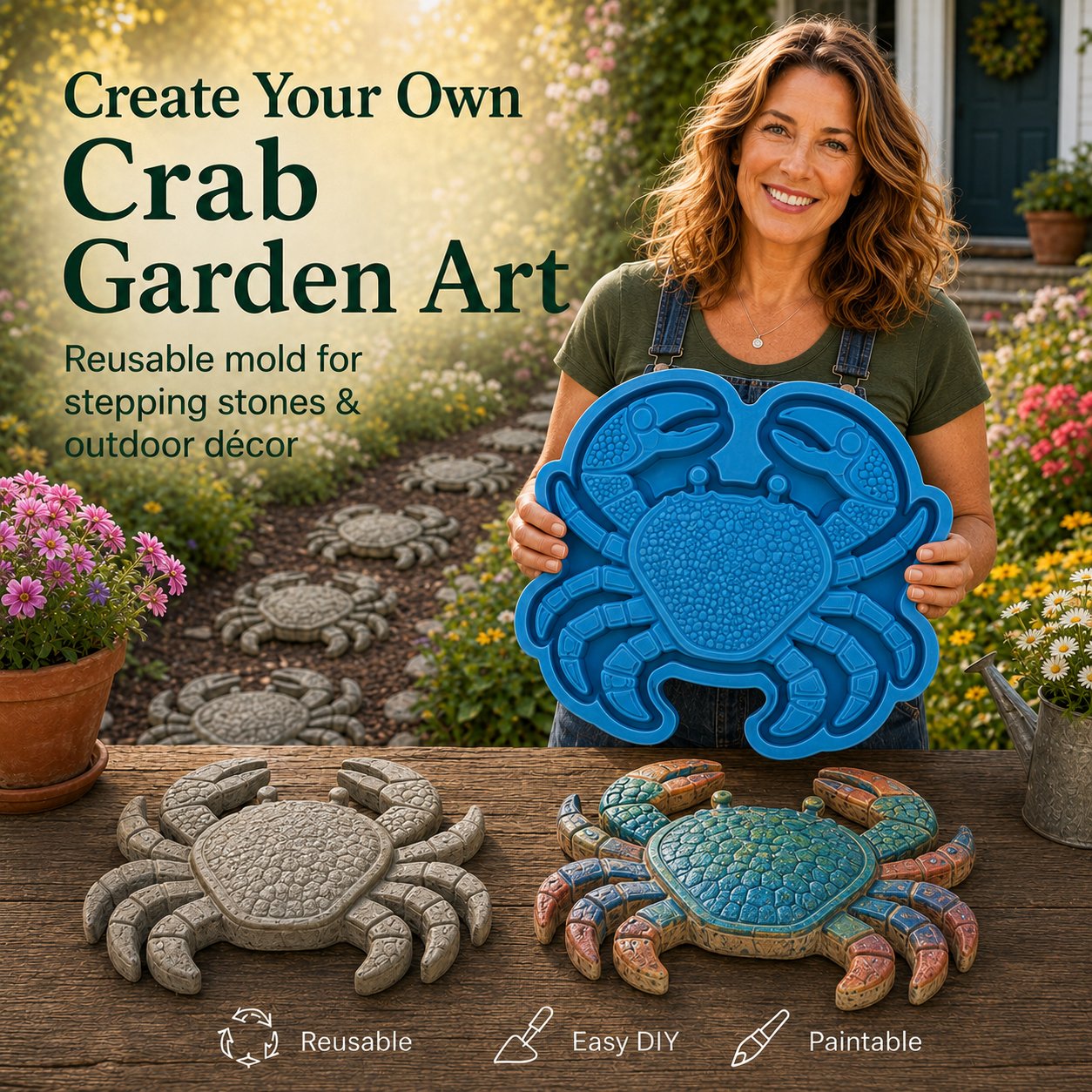 🌊 Reusable Ocean Theme Garden Art Mold – Make Your Garden Truly One of a Kind