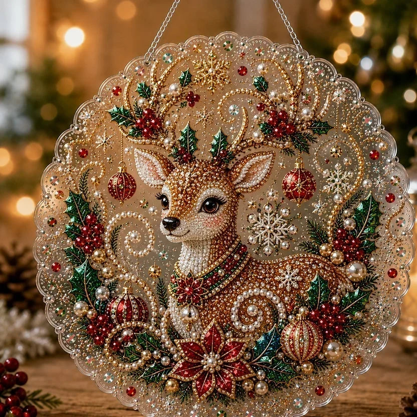 🎅Christmas Pre Sale ￡14.99!!🎄Christmas Pearl Diamond Art Hanging Ornament Kit | Resistant Non-Fading Pearl Beads DIY Handmade Holiday Hanging Decor 🎅💎