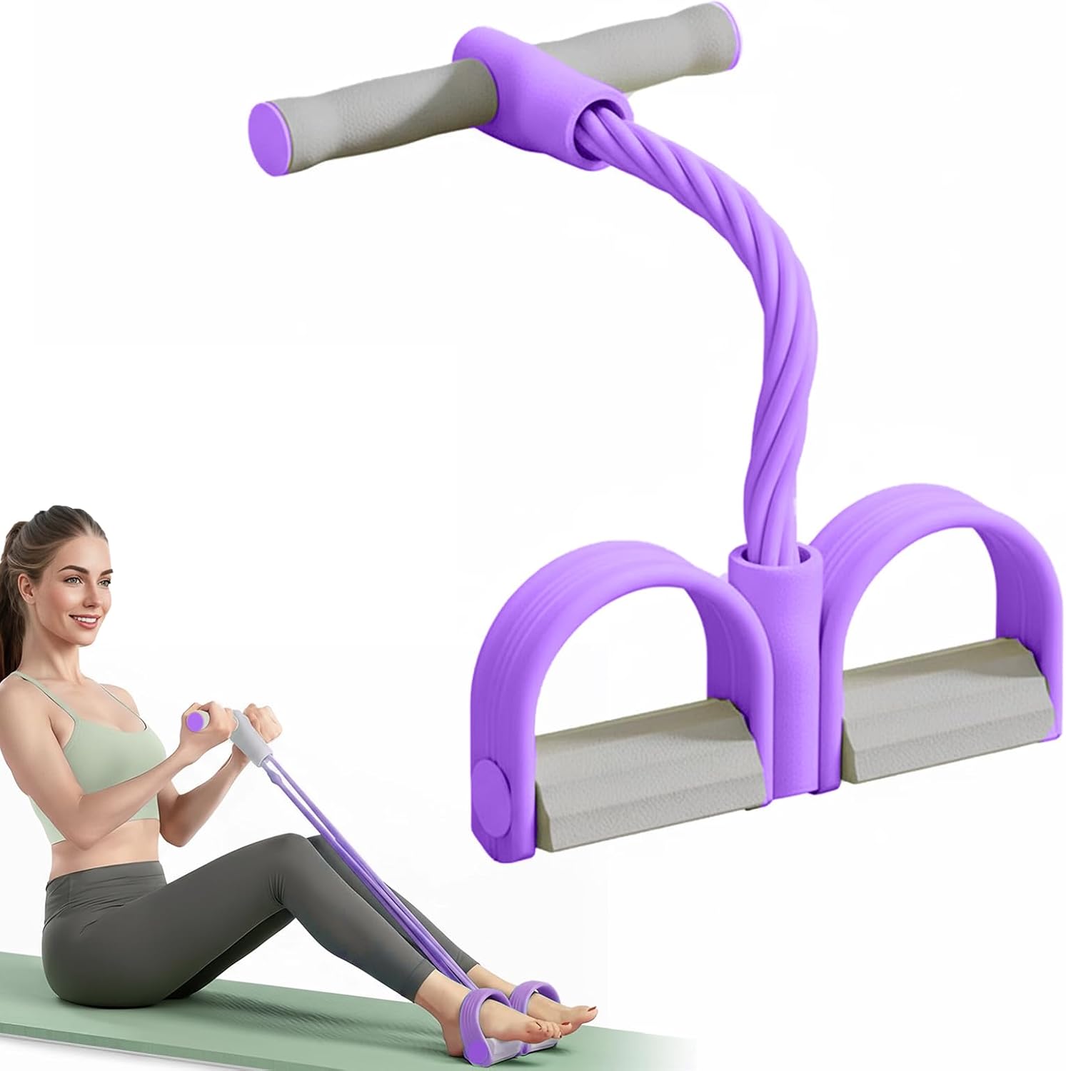 Multifunction Elastic Yoga Resistance Band, Elastic Exercise Band, Stretching Pedal Puller with Handles for Full Body Workout, Home Fitness Equipment for Legs, Arms, Core Training