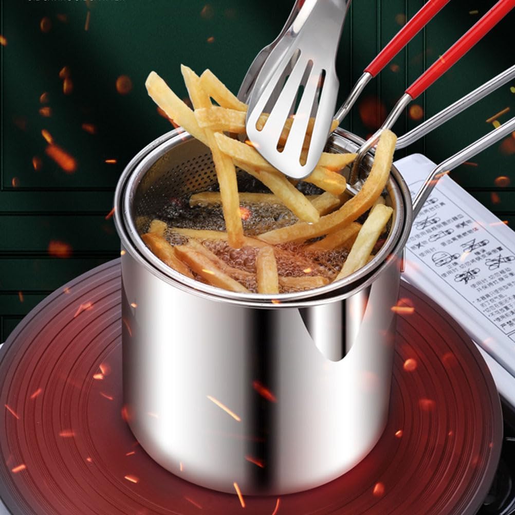1 Set Stainless Steel Fryer Deep Fryer Basket Fish Frying Pan Fish Fryer Pot Fryer Pot and Basket Turkey Fryer Deep Frying Japanese Splitter 304 Stainless Steel Outdoor