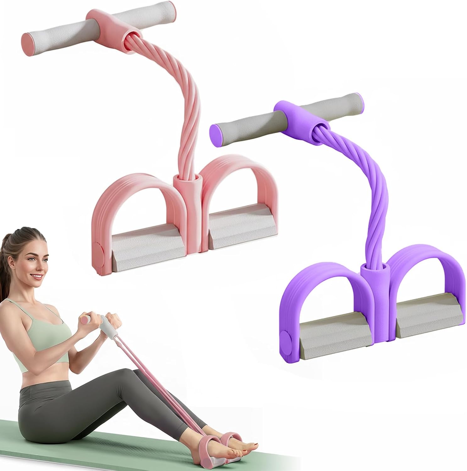 Multifunction Elastic Yoga Resistance Band, Elastic Exercise Band, Stretching Pedal Puller with Handles for Full Body Workout, Home Fitness Equipment for Legs, Arms, Core Training