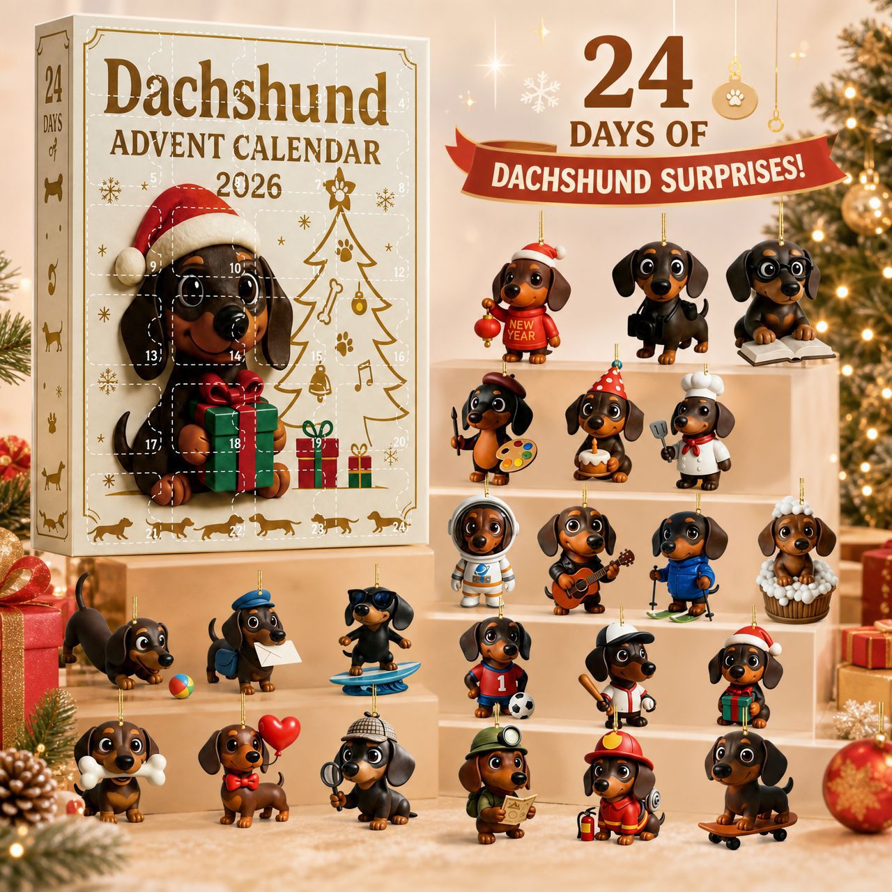 🎄Early Christmas Promotion 49% OFF🎄2026 Christmas Fun Dachshund Countdown Calendar Blind Box