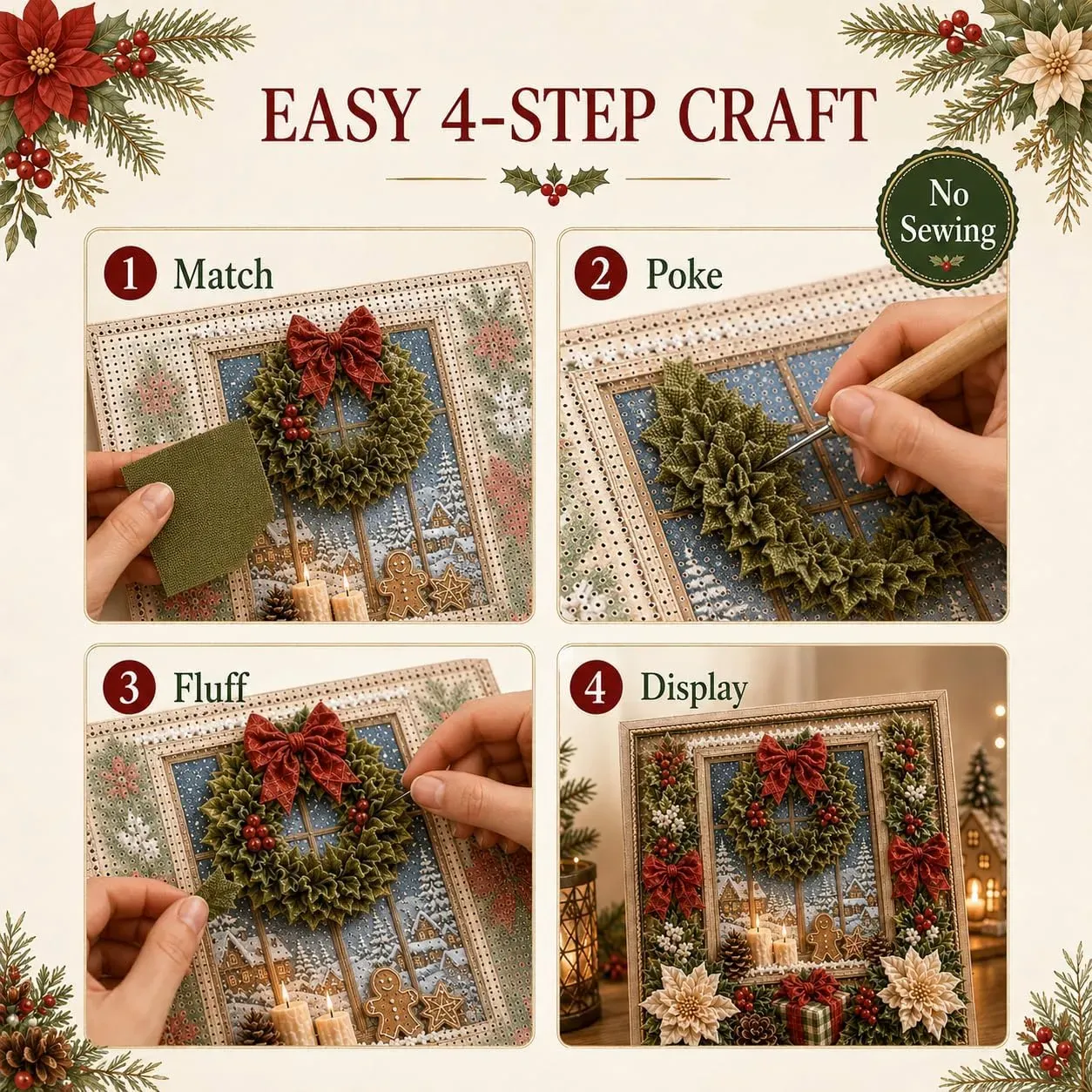 🖼️Early Christmas Promotion 49% OFF-3D Christmas Fabric Poke Art Kit
