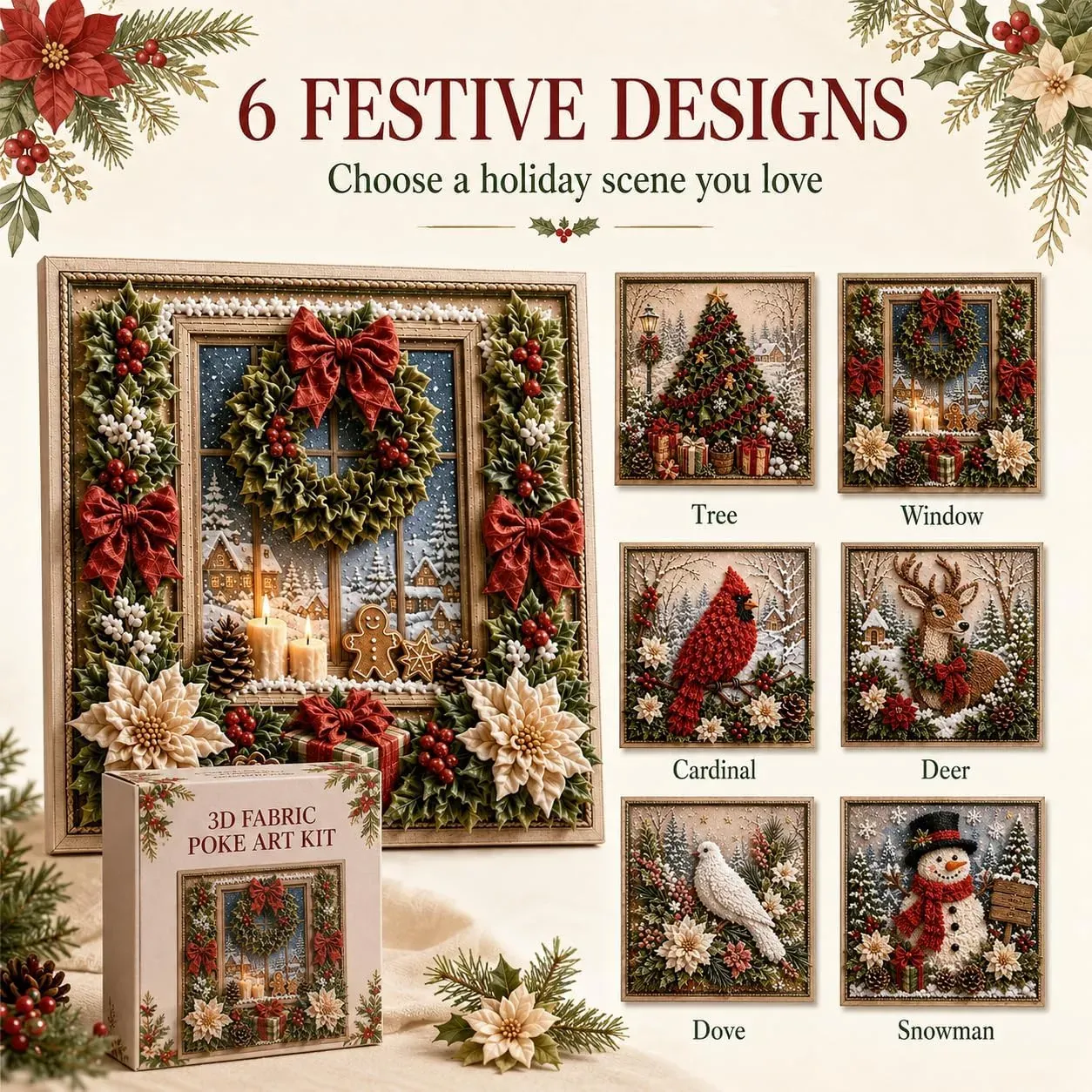 🖼️Early Christmas Promotion 49% OFF-3D Christmas Fabric Poke Art Kit