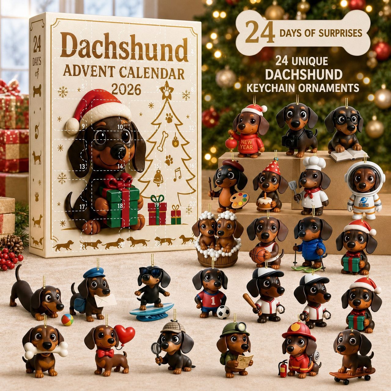 🎄Early Christmas Promotion 49% OFF🎄2026 Christmas Fun Dachshund Countdown Calendar Blind Box