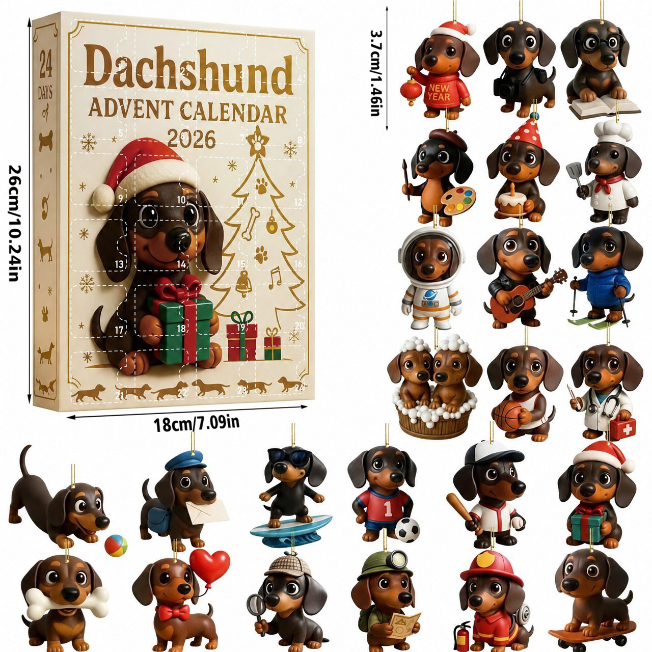 🎄Early Christmas Promotion 49% OFF🎄2026 Christmas Fun Dachshund Countdown Calendar Blind Box