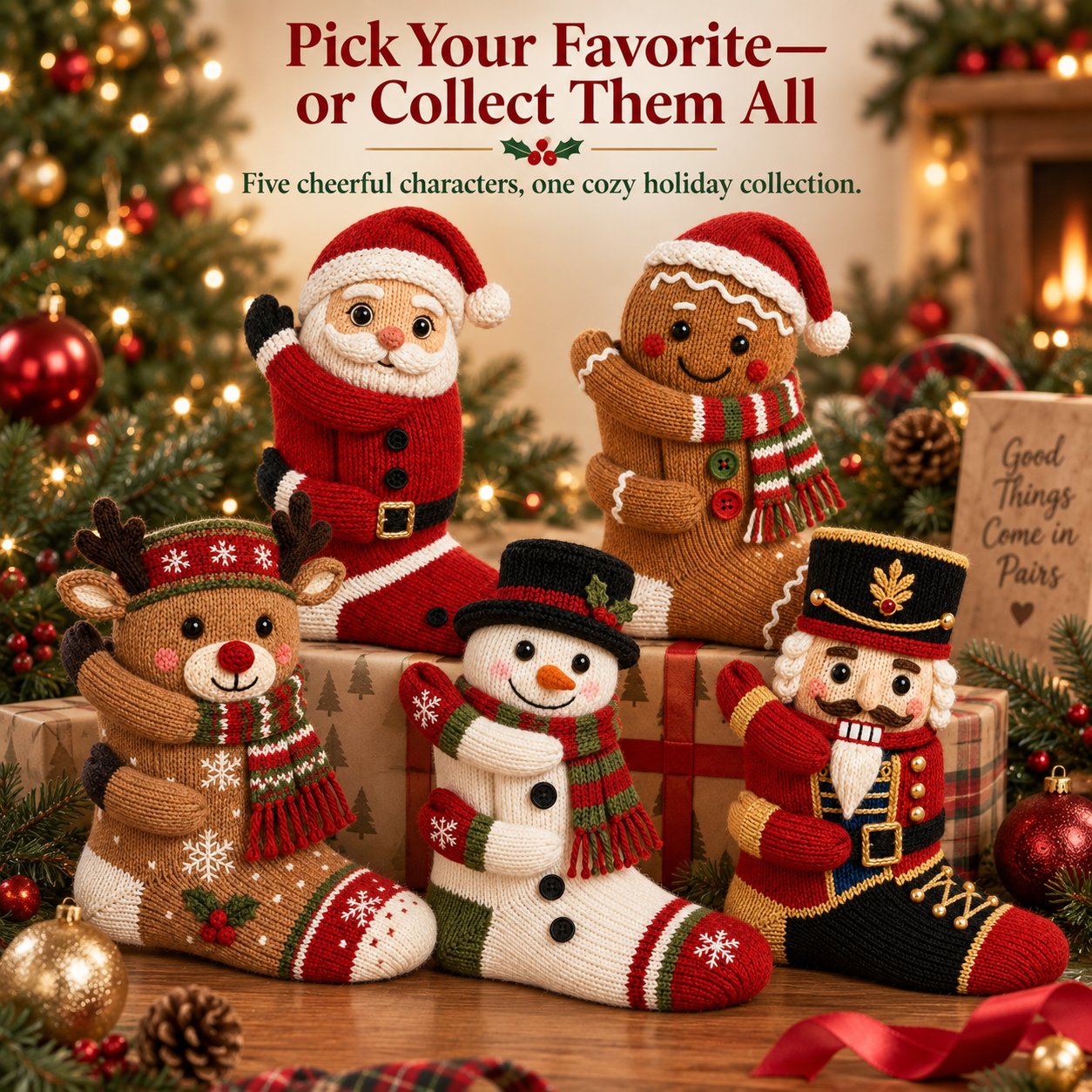 🎄Early Christmas Promtion 49% OFF🎄3D Hugging Christmas Socks – Cute Knit Holiday Socks, 5 Festive Designs