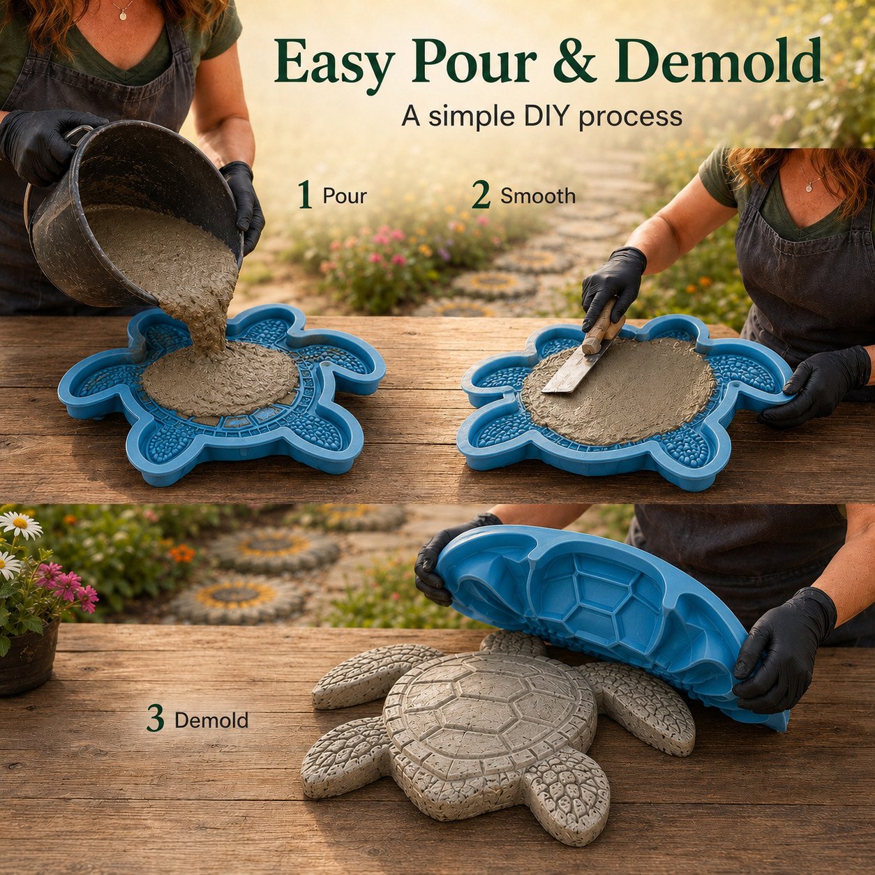 🌊 Reusable Ocean Theme Garden Art Mold – Make Your Garden Truly One of a Kind