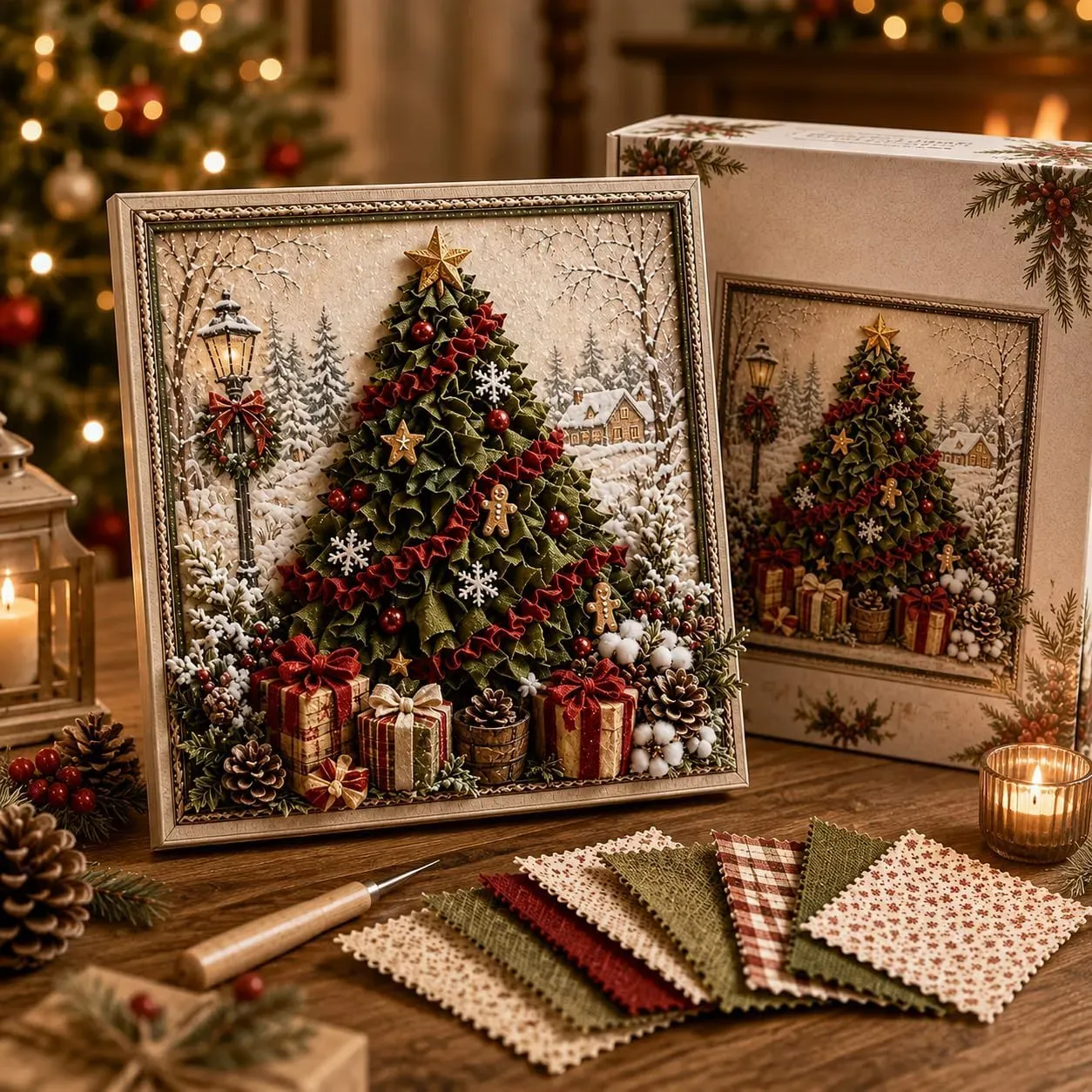 🖼️Early Christmas Promotion 49% OFF-3D Christmas Fabric Poke Art Kit