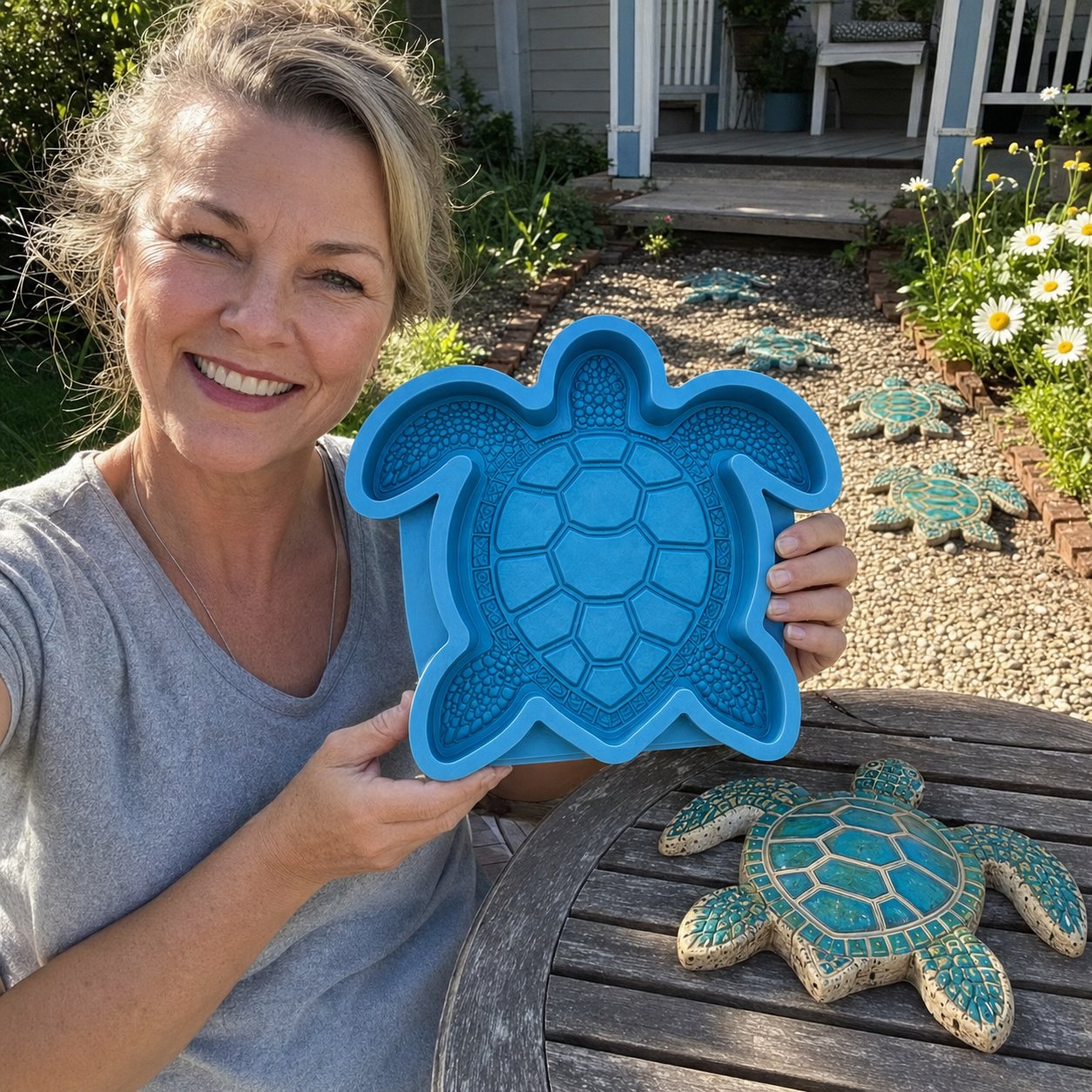 🌊 Reusable Ocean Theme Garden Art Mold – Make Your Garden Truly One of a Kind